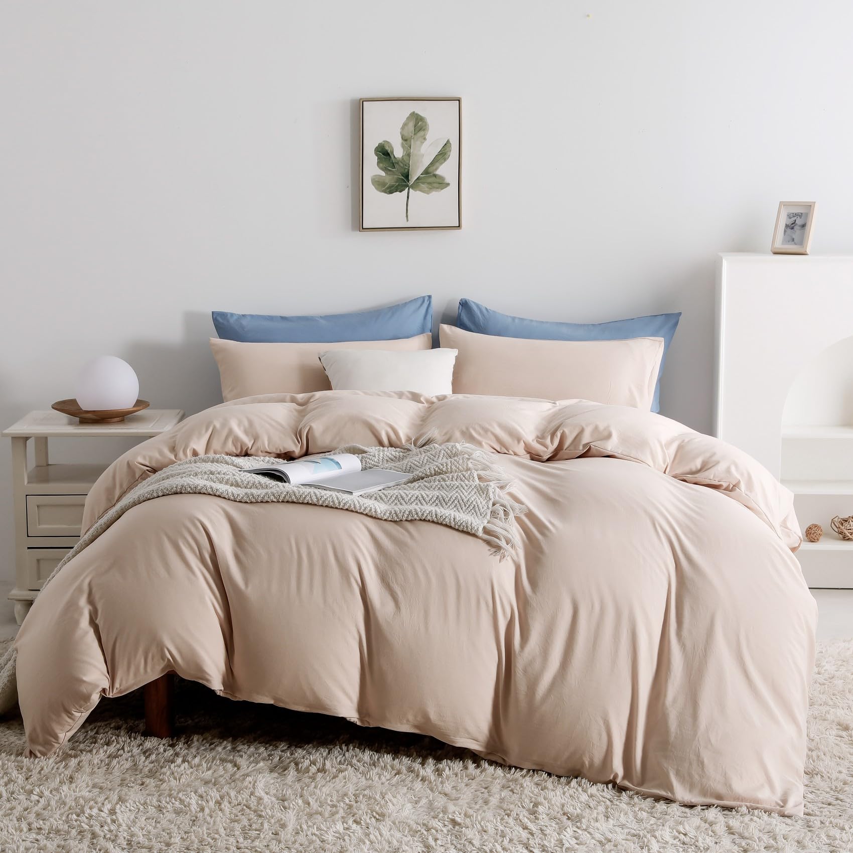 Duvet Cover Queen Size, Microfiber Duvet Cover with Zipper, Duvet Cover Set with 2 Pillow Shams, Soft Comforter Cover Queen Size, 90 x 90