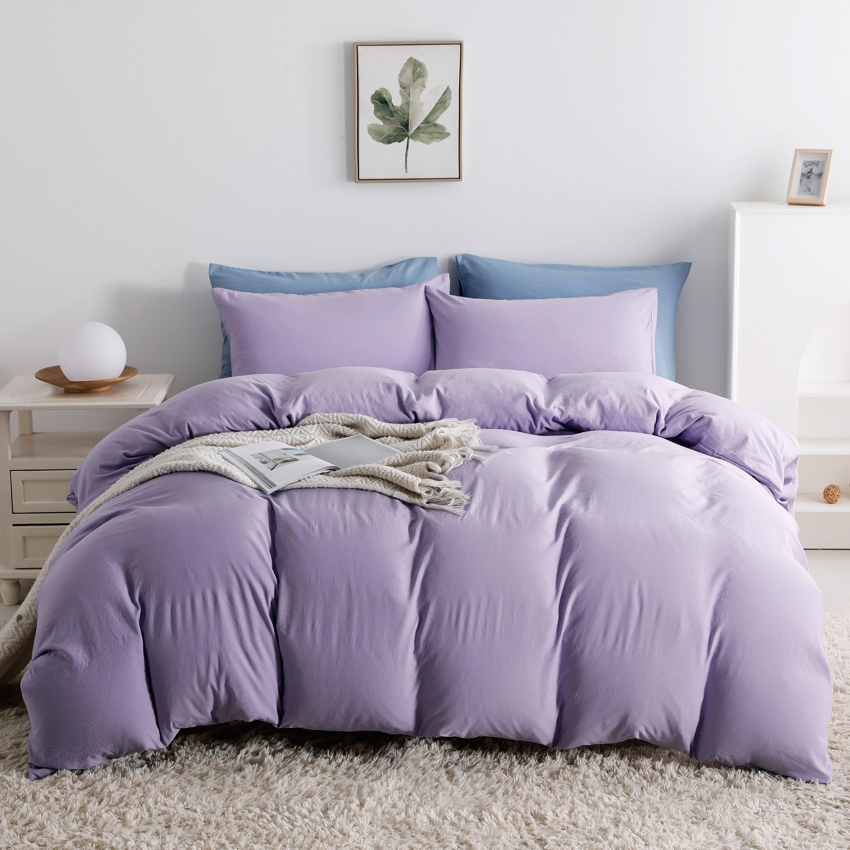 Duvet Cover Queen Size, Microfiber Duvet Cover with Zipper, Duvet Cover Set with 2 Pillow Shams, Soft Comforter Cover Queen Size, 90 x 90