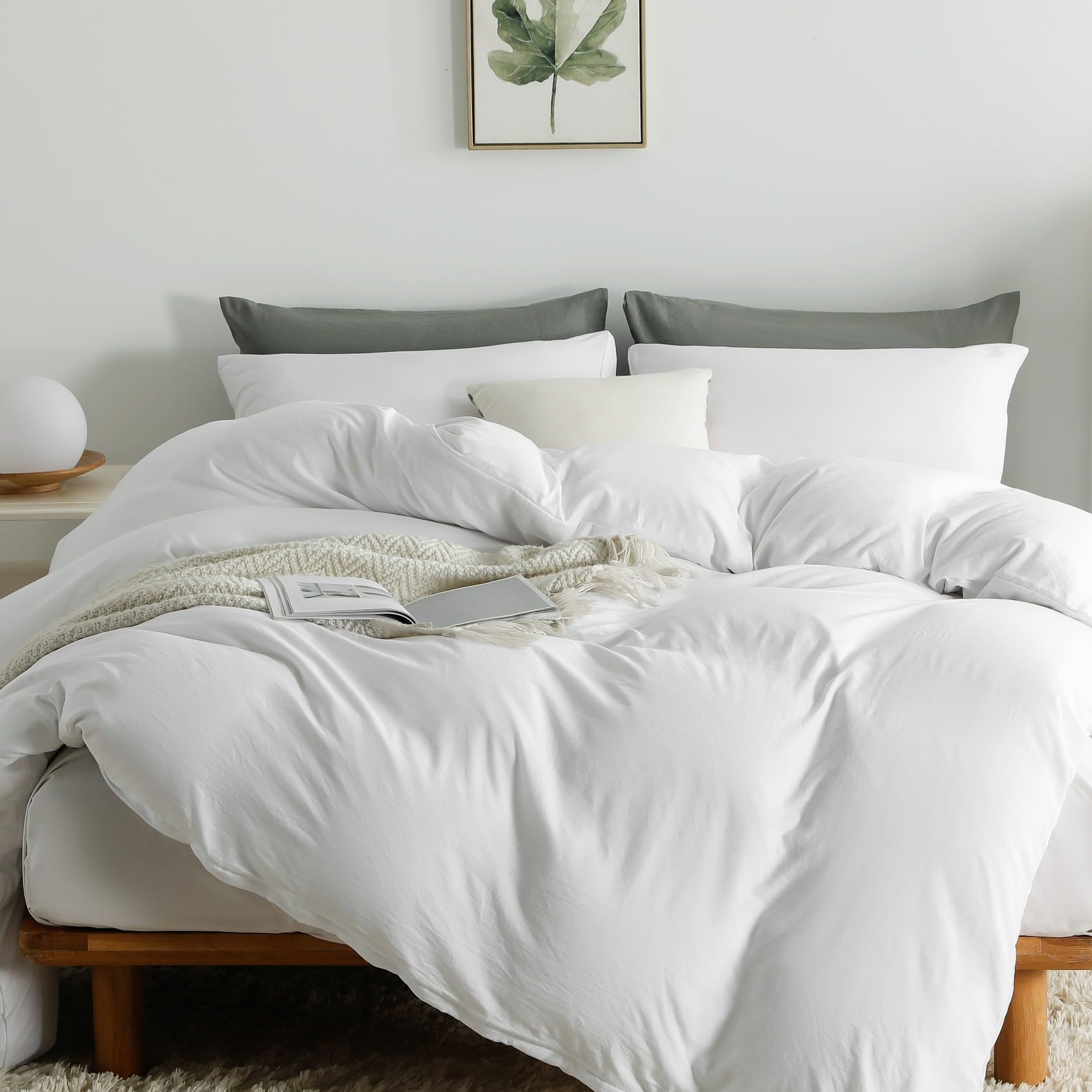 Duvet Cover Queen Size, Microfiber Duvet Cover with Zipper, Duvet Cover Set with 2 Pillow Shams, Soft Comforter Cover Queen Size, 90 x 90
