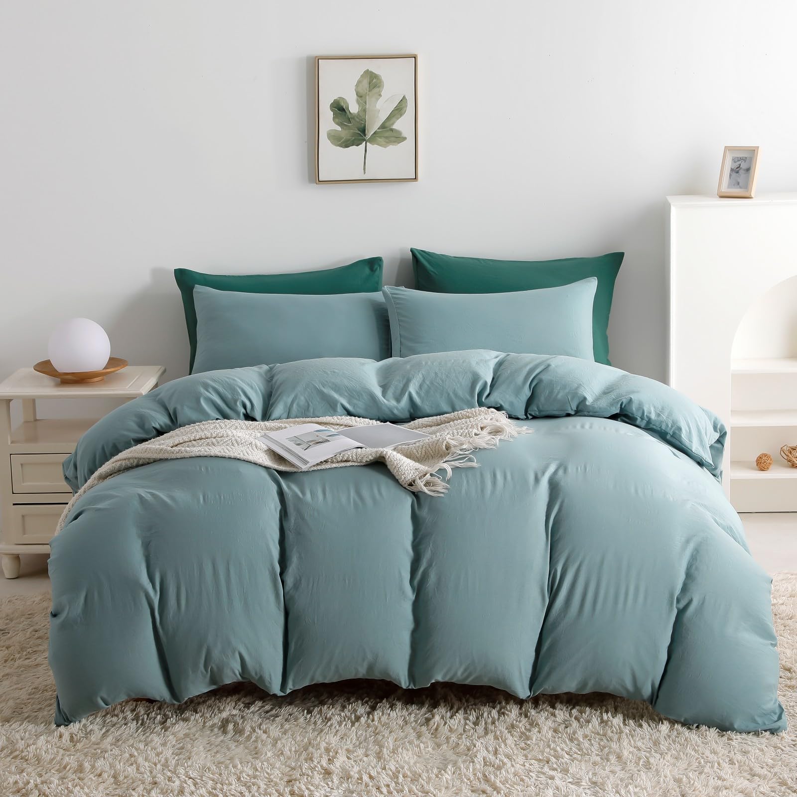 Duvet Cover Queen Size, Microfiber Duvet Cover with Zipper, Duvet Cover Set with 2 Pillow Shams, Soft Comforter Cover Queen Size, 90 x 90