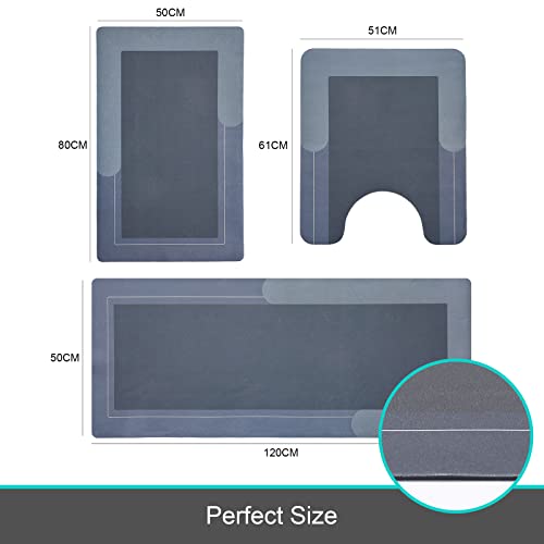 2Pcs Ultra Soft Napa Skin Bath Mat and U-Shaped Toilet Rug, Water Absorbent and Non Slip Shower Bath Rug for Bathroom, Tub and Shower - 20"x32"+20"x24"