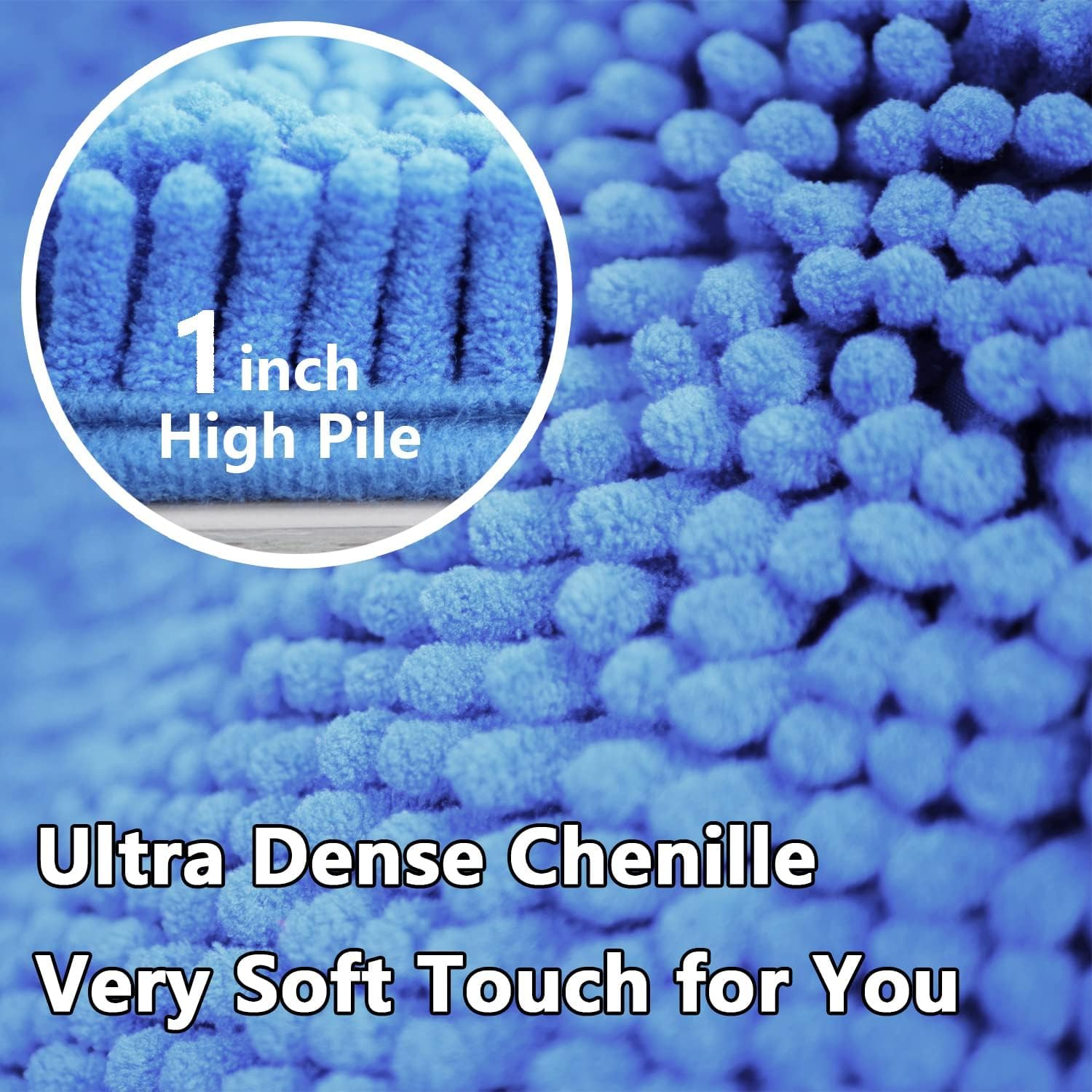 Bathroom Rugs Chenille, Extra Thick and Absorbent, Non-Slip, Machine Washable, Dry Quckily, Soft Cozy Plush, Used Under Shower Bathtub and Sink, Bath mat Sets 2Piece