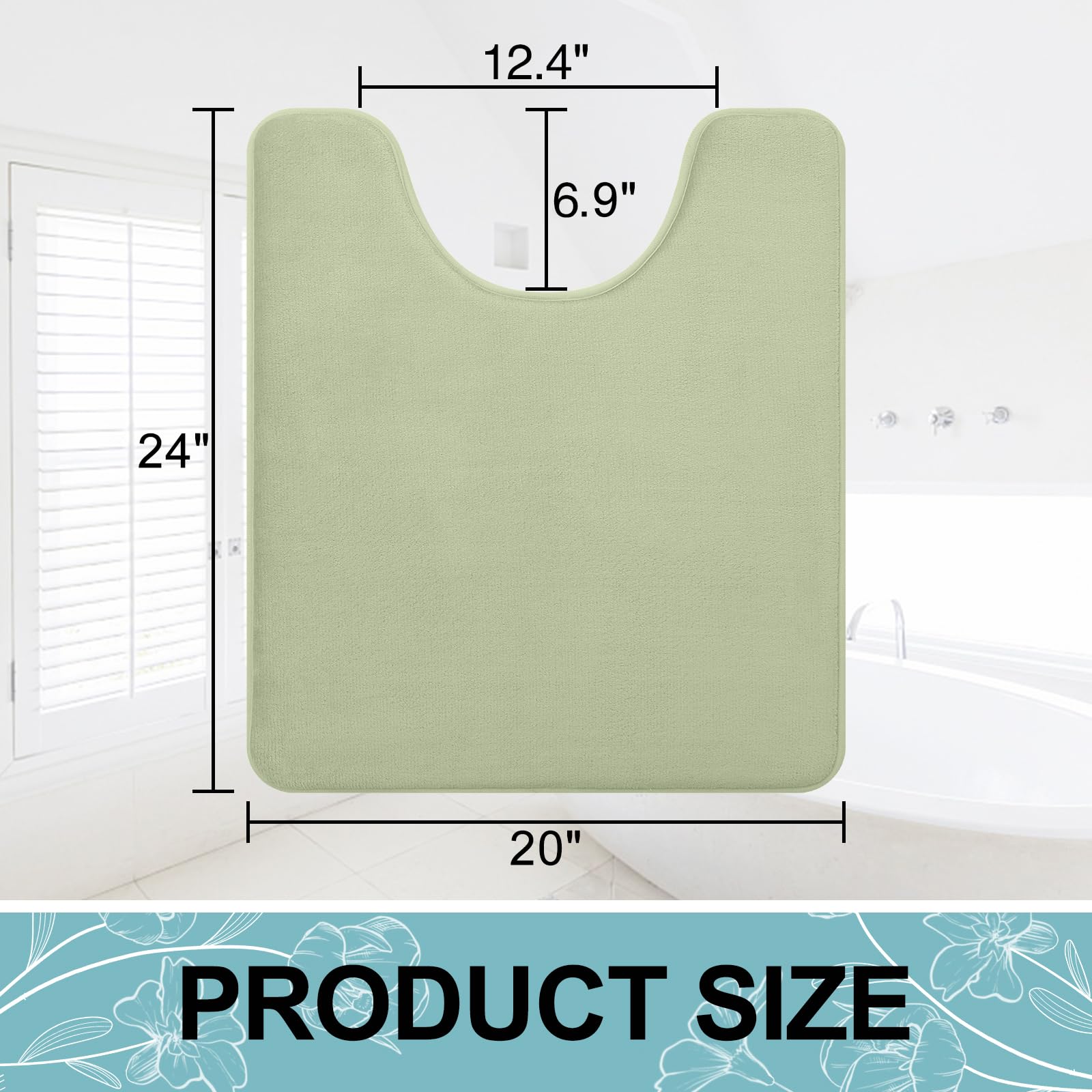 Memory Foam U-Shaped Toilet Bathroom Rugs,Extra Soft Absorbent Non-Slip Contoured Rugs, Machine Washable Contour Bath Mats for Bathroom Toilet