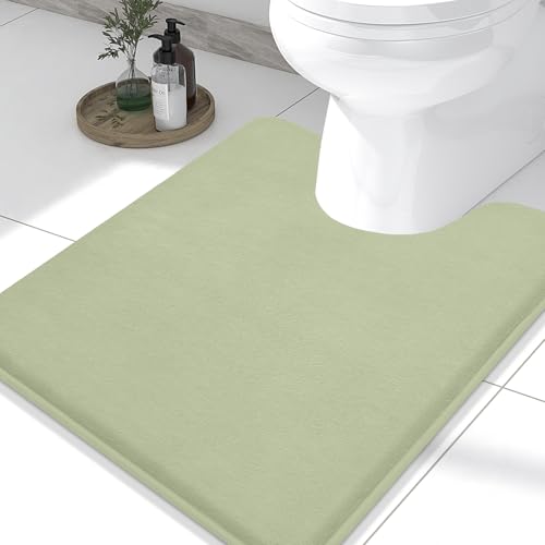 Memory Foam U-Shaped Toilet Bathroom Rugs,Extra Soft Absorbent Non-Slip Contoured Rugs, Machine Washable Contour Bath Mats for Bathroom Toilet