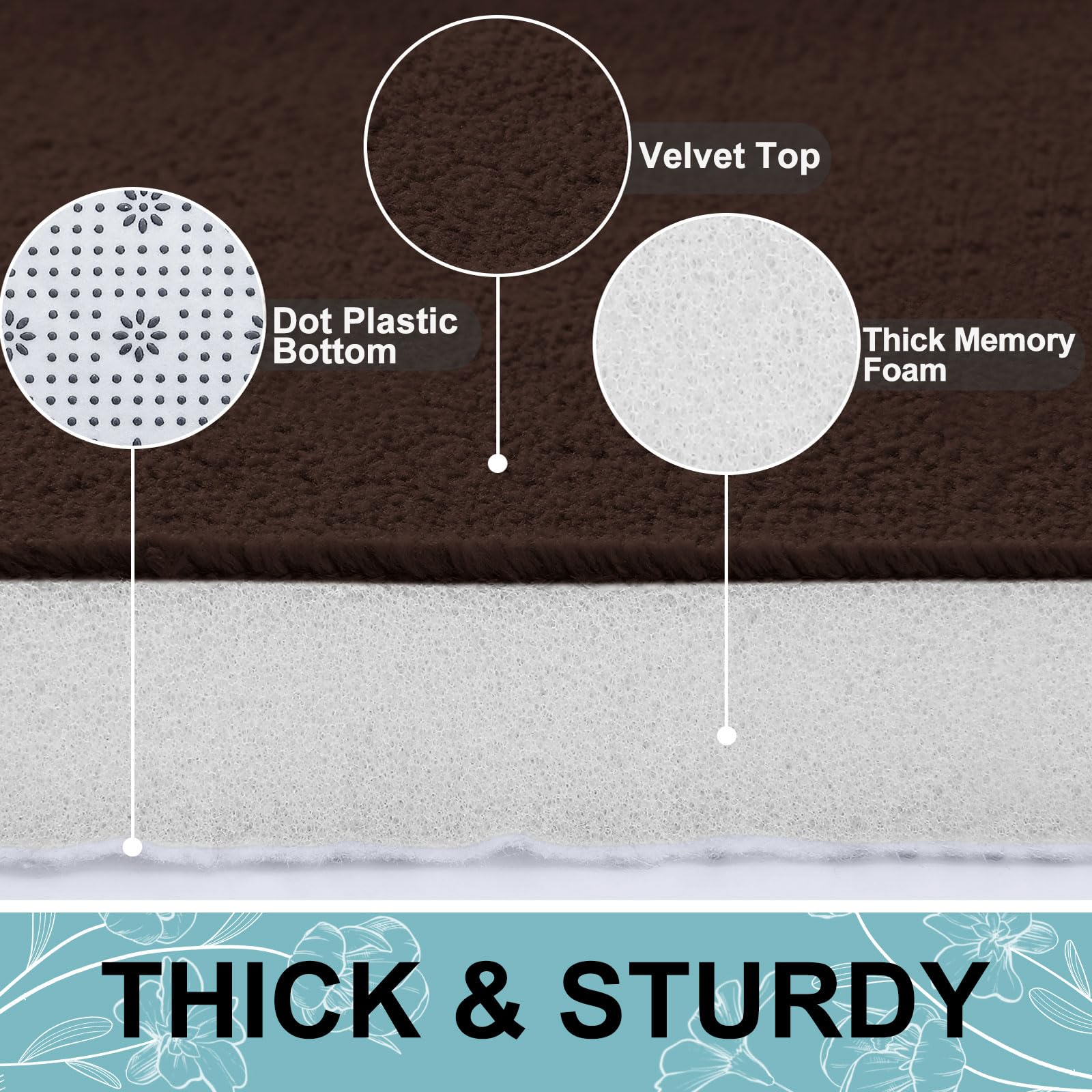 Memory Foam U-Shaped Toilet Bathroom Rugs,Extra Soft Absorbent Non-Slip Contoured Rugs, Machine Washable Contour Bath Mats for Bathroom Toilet