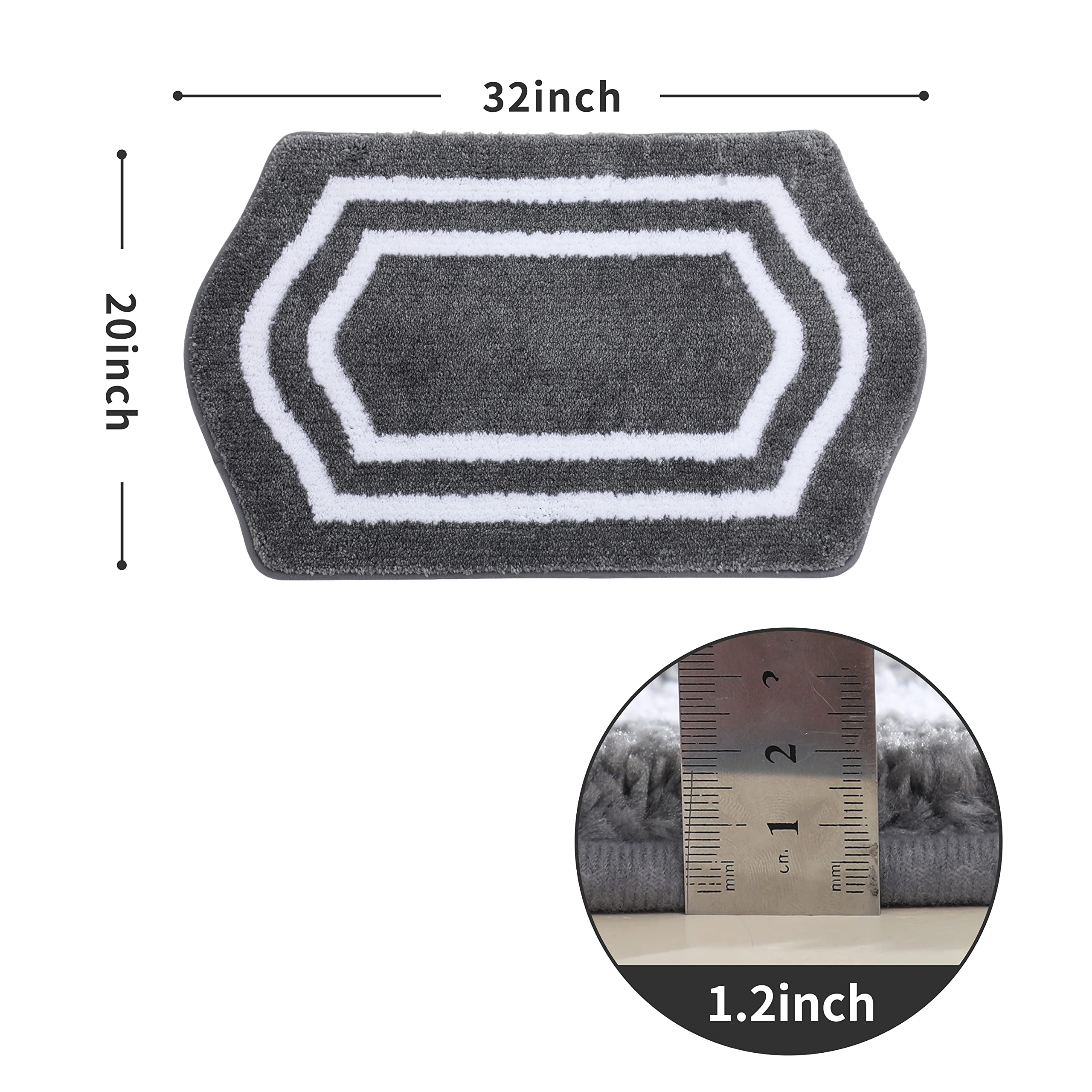 Extra Thick Bath Rugs for Bathroom - Anti-Slip Bath Linen Sets Mats Soft Plush Yarn Shaggy 100% Strong Polyester Living Room Bedroom Floor Water Absorbent Size:17"×27"