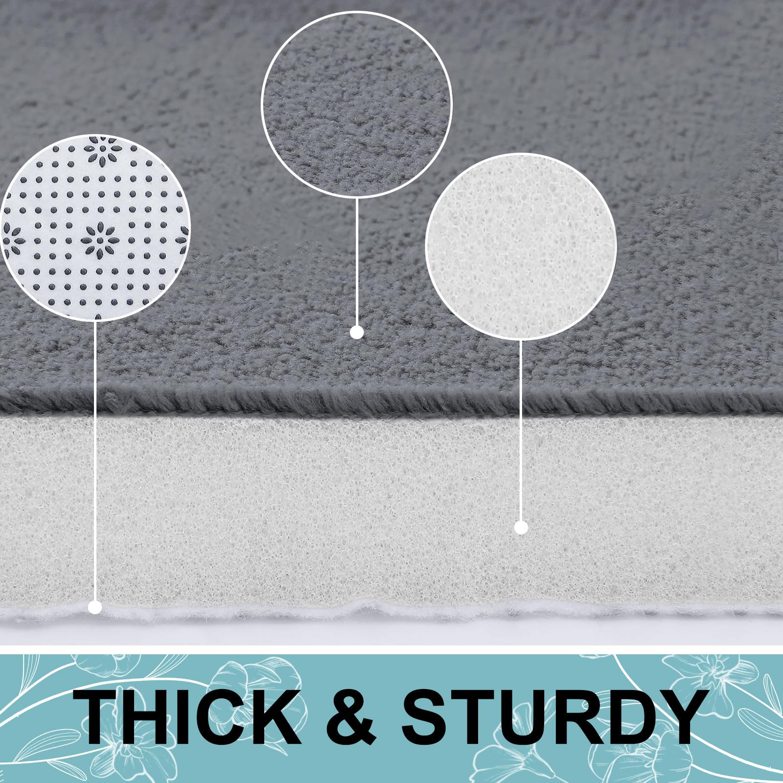 改Smiry Memory Foam U-Shaped Toilet Bathroom Rugs 24" x 20",Extra Soft Absorbent Non-Slip Contoured Rugs, Machine Washable Contour Bath Mats for Bathroom Toilet, Black