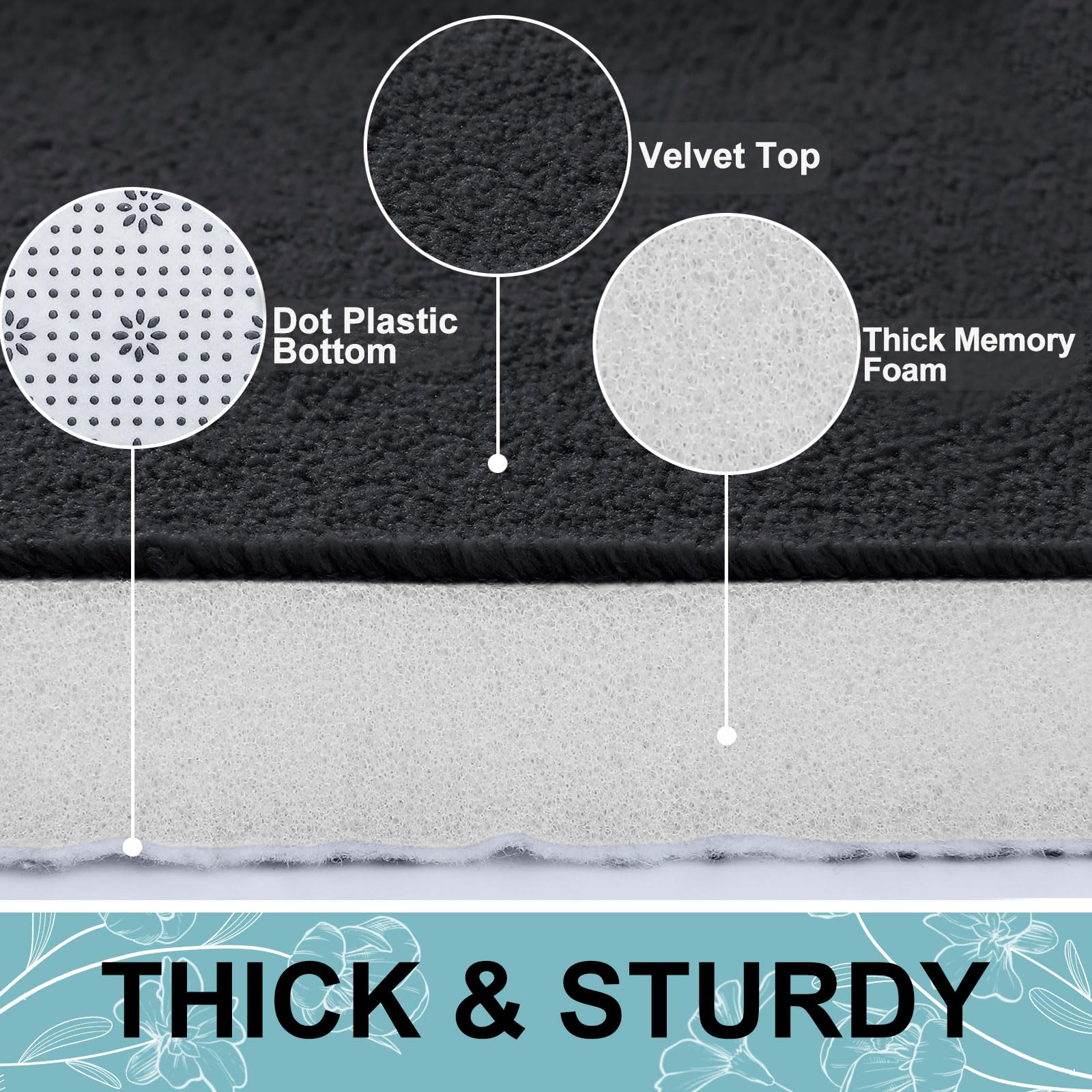 Memory Foam U-Shaped Toilet Bathroom Rugs,Extra Soft Absorbent Non-Slip Contoured Rugs, Machine Washable Contour Bath Mats for Bathroom Toilet