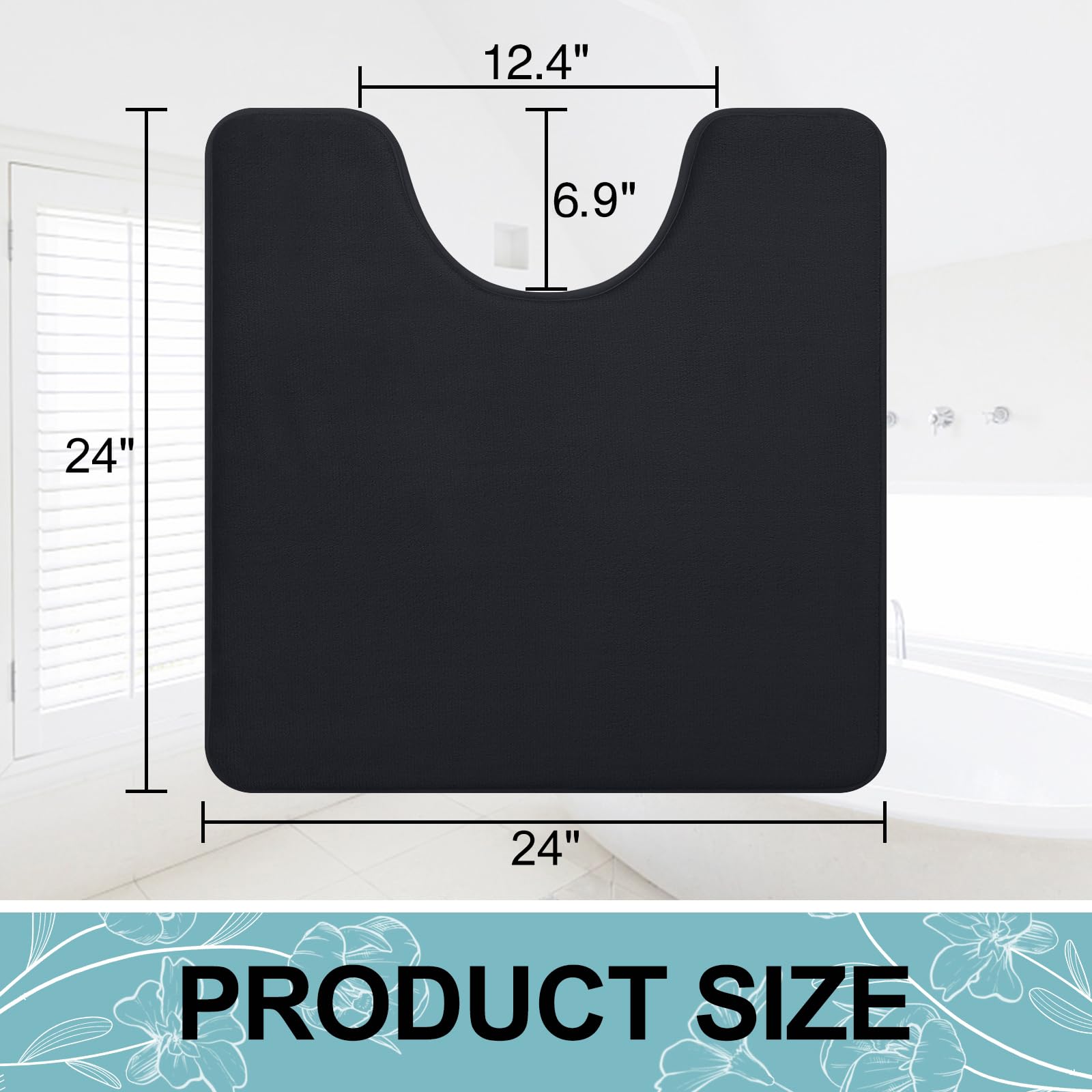 Memory Foam U-Shaped Toilet Bathroom Rugs,Extra Soft Absorbent Non-Slip Contoured Rugs, Machine Washable Contour Bath Mats for Bathroom Toilet
