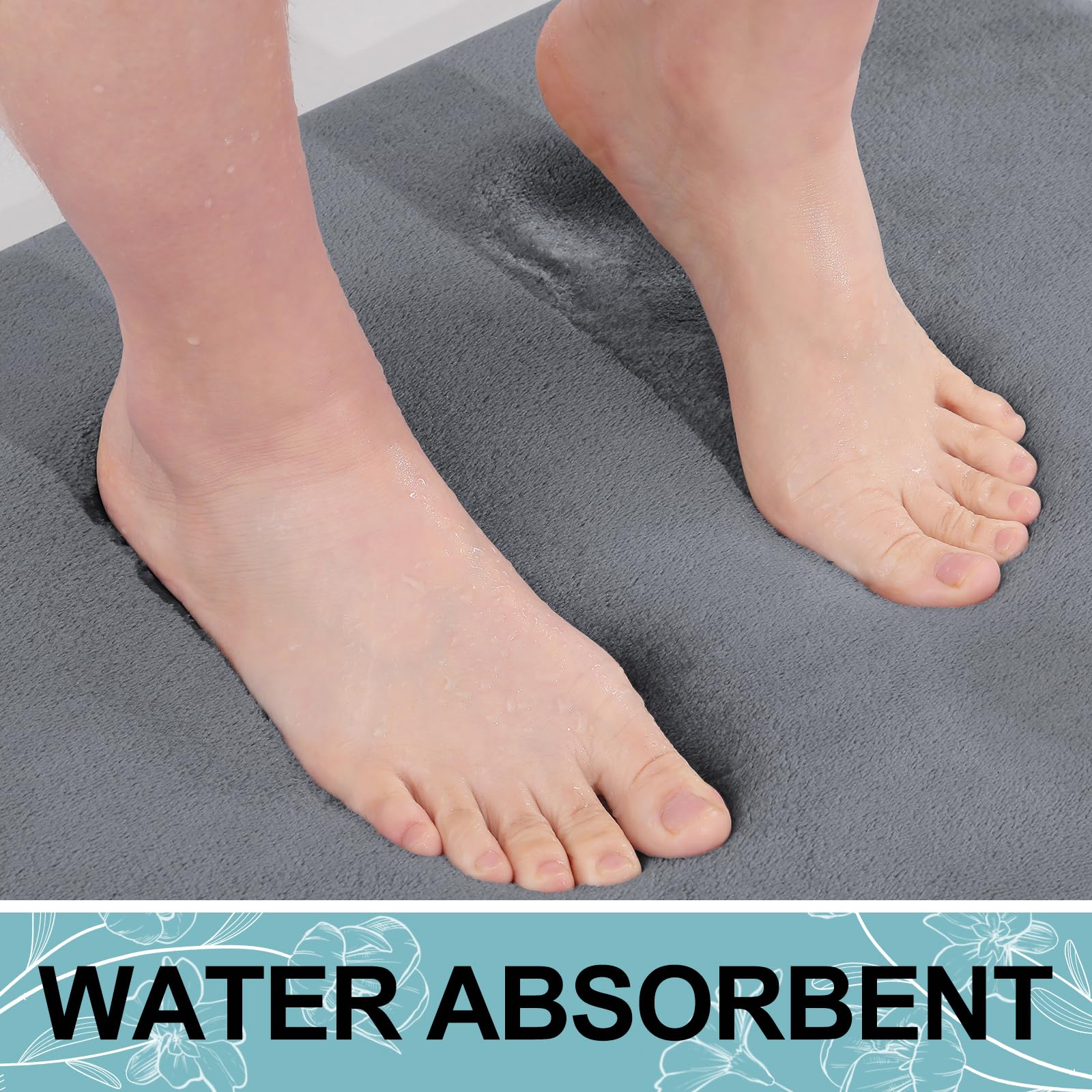 改Smiry Memory Foam U-Shaped Toilet Bathroom Rugs 24" x 20",Extra Soft Absorbent Non-Slip Contoured Rugs, Machine Washable Contour Bath Mats for Bathroom Toilet, Black