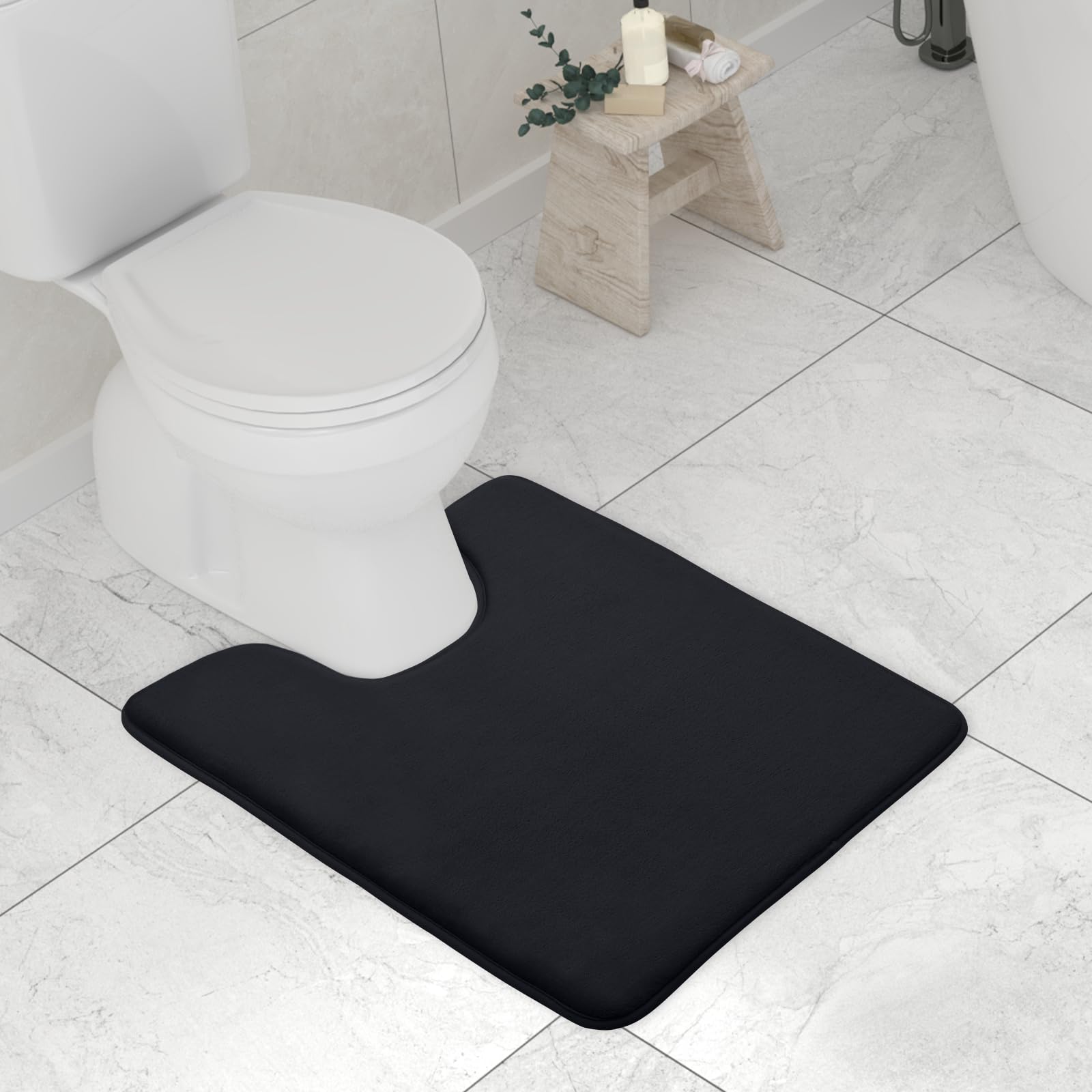 Memory Foam U-Shaped Toilet Bathroom Rugs,Extra Soft Absorbent Non-Slip Contoured Rugs, Machine Washable Contour Bath Mats for Bathroom Toilet