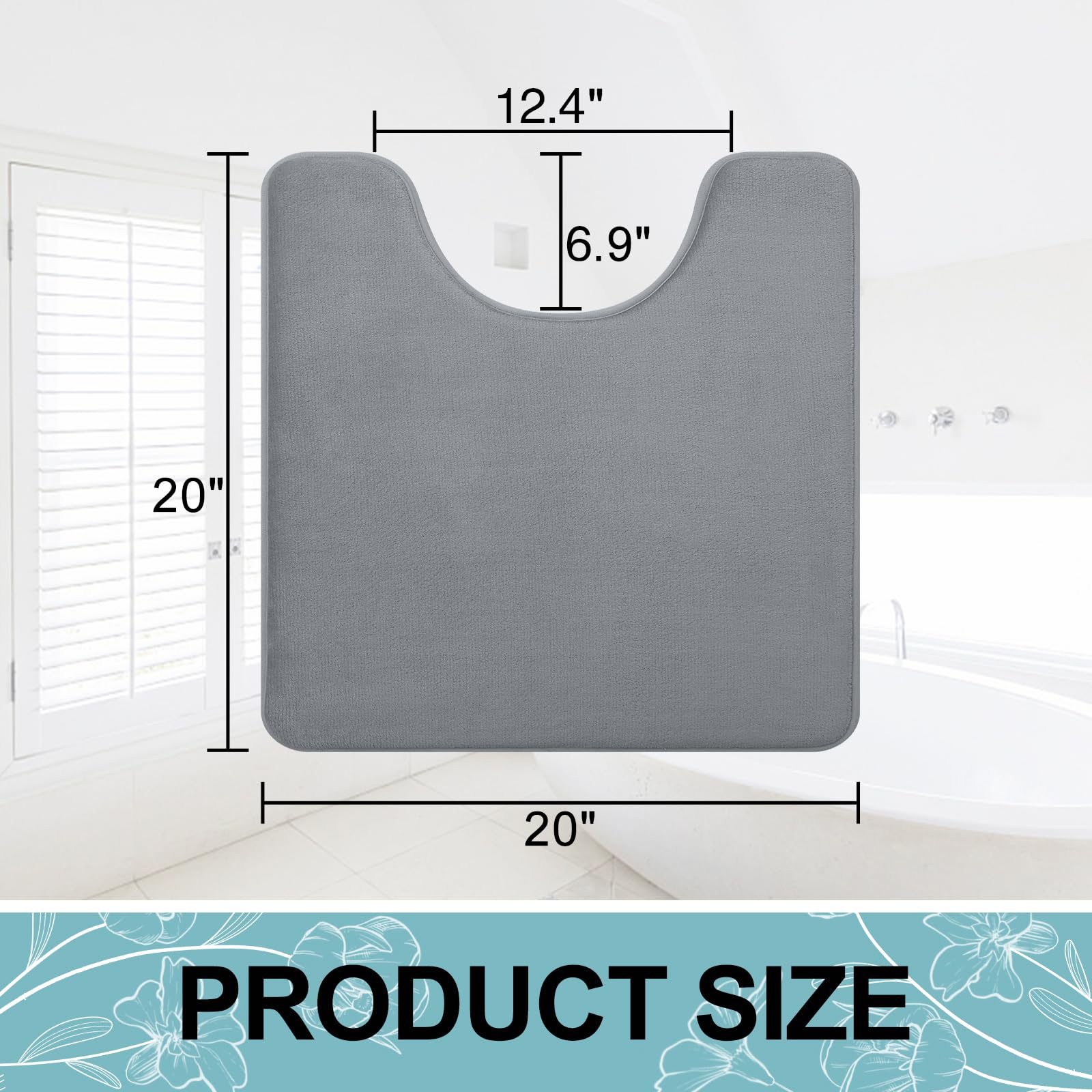 Memory Foam U-Shaped Toilet Bathroom Rugs,Extra Soft Absorbent Non-Slip Contoured Rugs, Machine Washable Contour Bath Mats for Bathroom Toilet