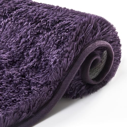 改Deconovo Bath Mats for Bathroom - Bathroom Rugs Sets 2 Piece, Extra Soft Plush Bathroom Mat, Absorbent Bath Mat，Bathroom Rugs Non Slip Washable (24" x 17", Black)