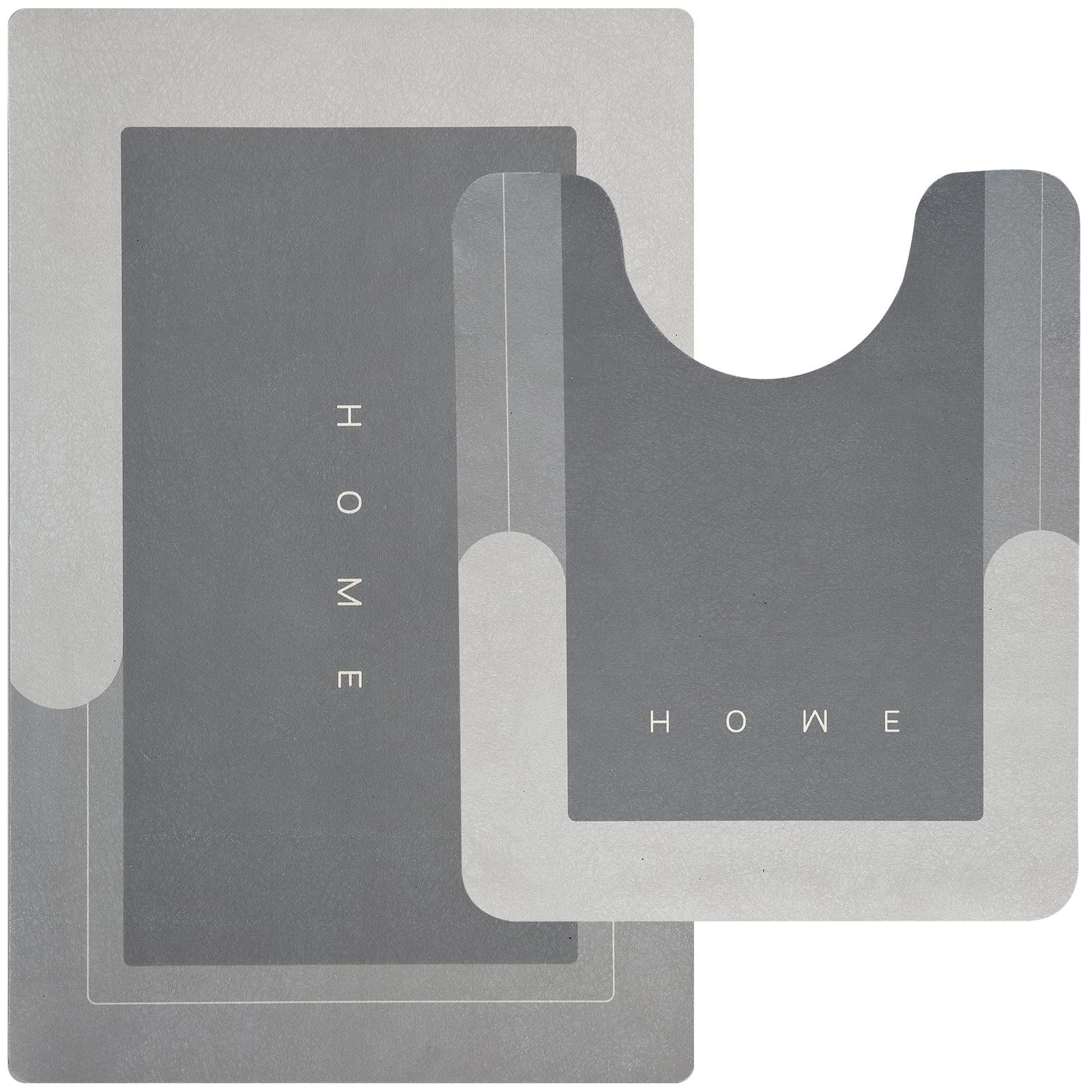 改HelloTree 2Pcs Ultra Soft Napa Skin Bath Mat and U-Shaped Toilet Rug, Water Absorbent and Non Slip Shower Bath Rug for Bathroom, Tub and Shower - 20"x32"+20"x24", Dark Grey