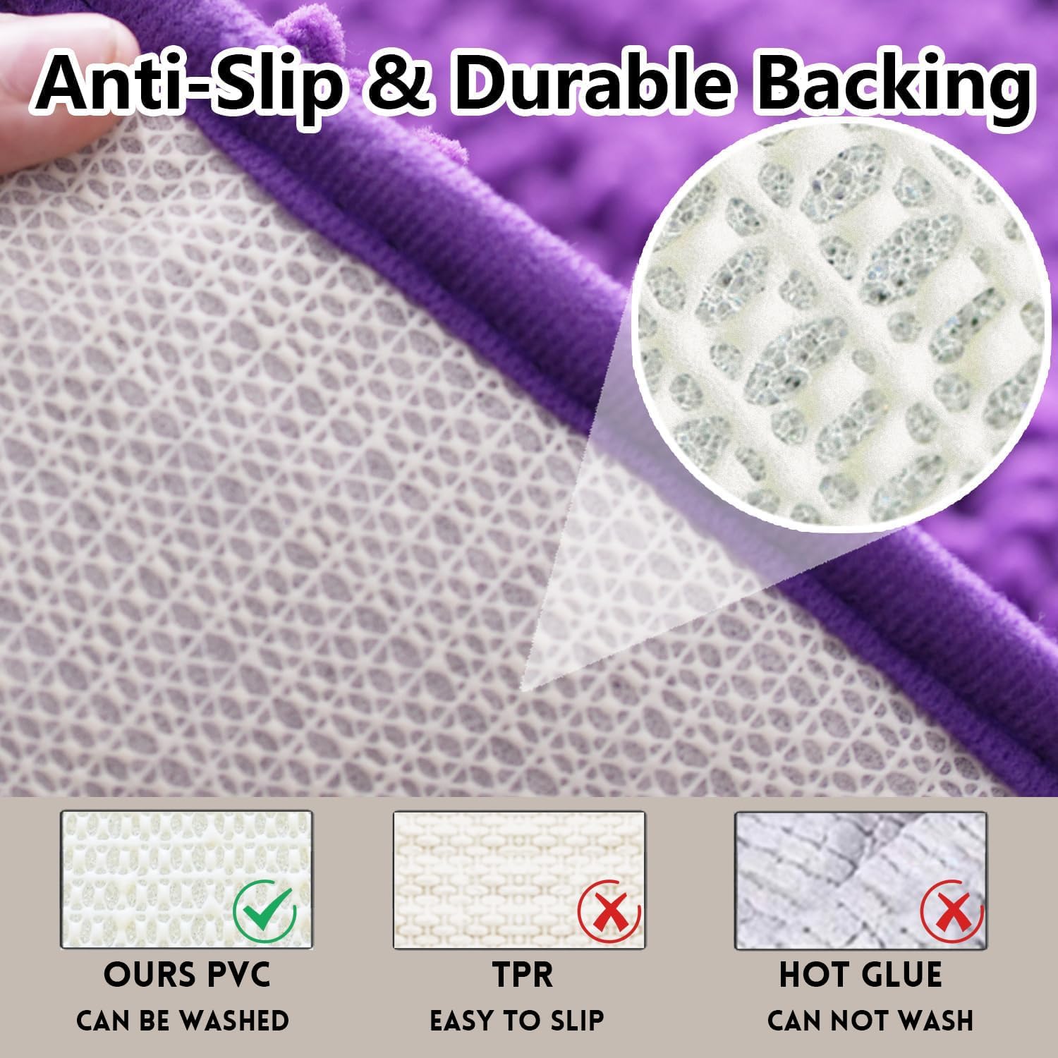 Bathroom Rugs Chenille, Extra Thick and Absorbent, Non-Slip, Machine Washable, Dry Quckily, Soft Cozy Plush, Used Under Shower Bathtub and Sink, Bath mat Sets 2Piece