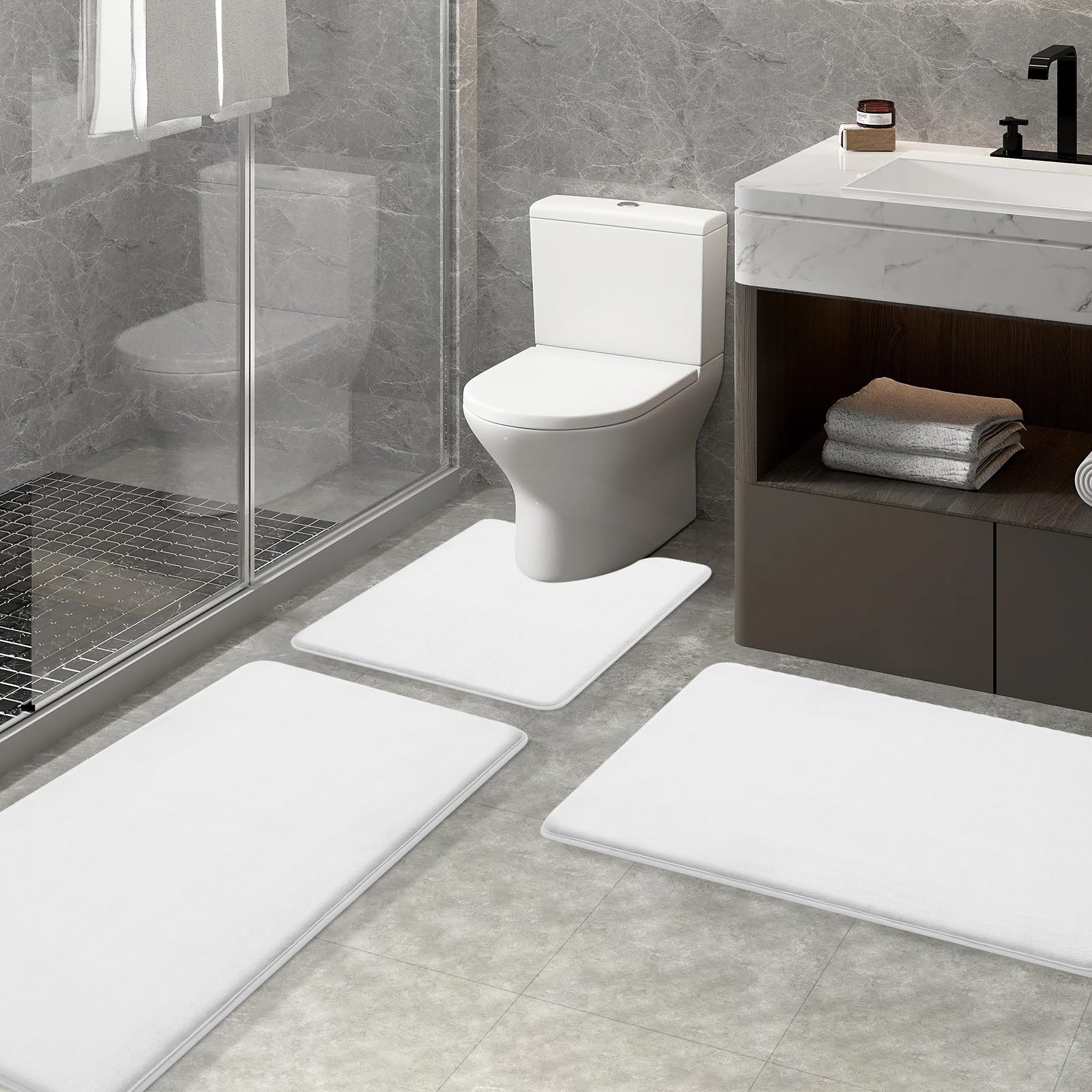 Memory Foam U-Shaped Toilet Bathroom Rugs,Extra Soft Absorbent Non-Slip Contoured Rugs, Machine Washable Contour Bath Mats for Bathroom Toilet