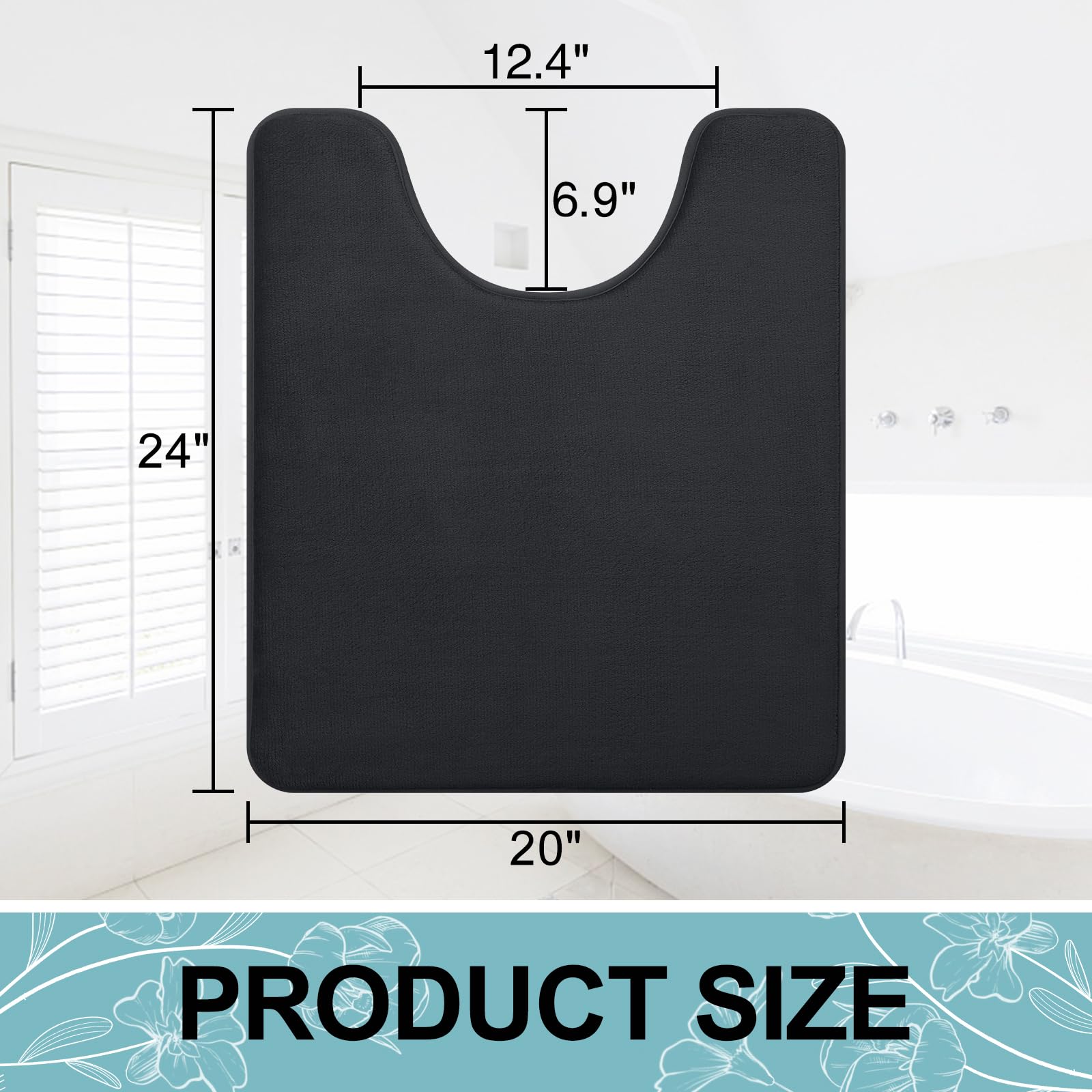 Memory Foam U-Shaped Toilet Bathroom Rugs,Extra Soft Absorbent Non-Slip Contoured Rugs, Machine Washable Contour Bath Mats for Bathroom Toilet