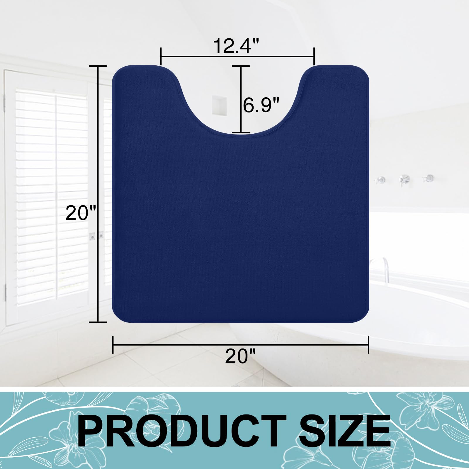 改Smiry Memory Foam U-Shaped Toilet Bathroom Rugs 24" x 20",Extra Soft Absorbent Non-Slip Contoured Rugs, Machine Washable Contour Bath Mats for Bathroom Toilet, Black