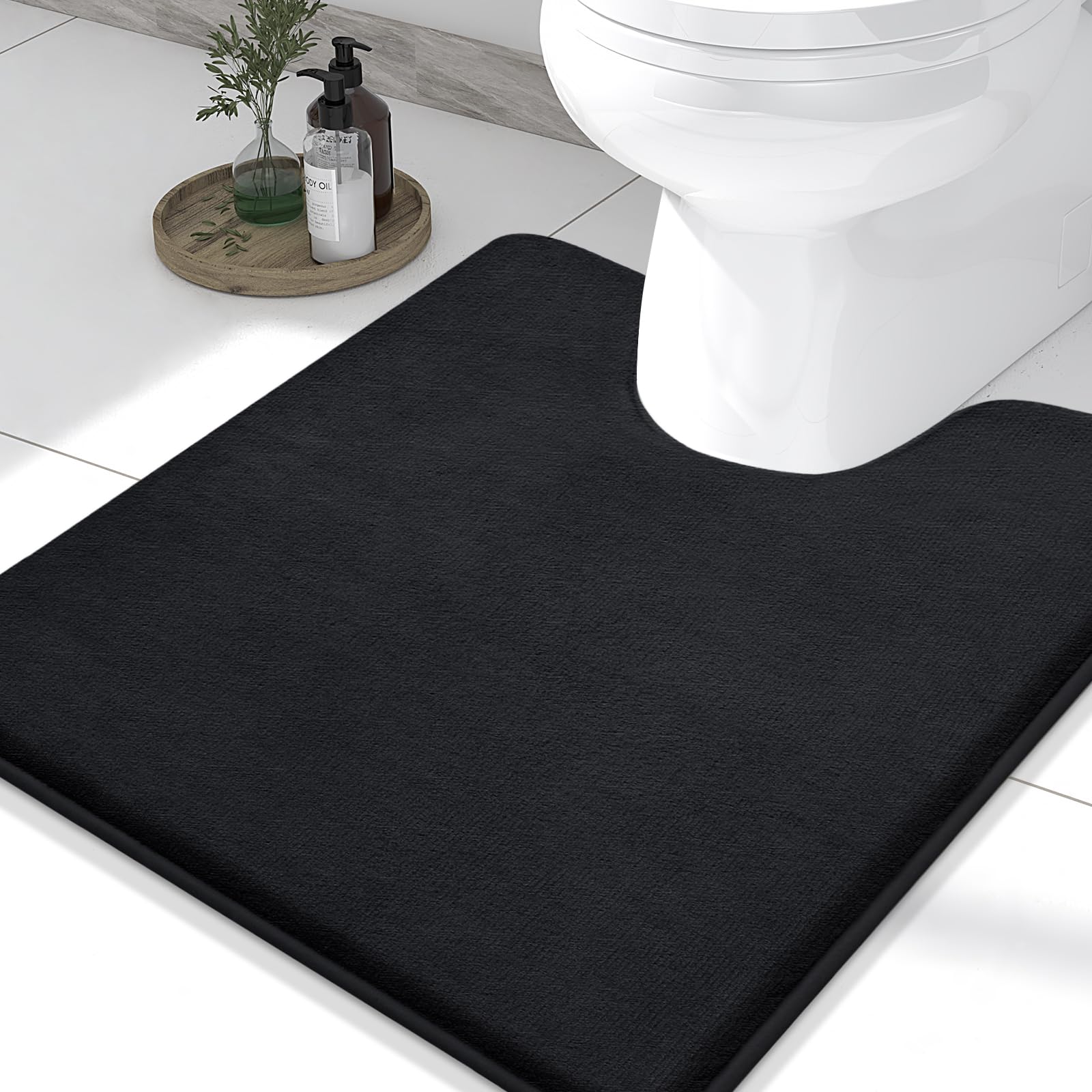 Memory Foam U-Shaped Toilet Bathroom Rugs,Extra Soft Absorbent Non-Slip Contoured Rugs, Machine Washable Contour Bath Mats for Bathroom Toilet
