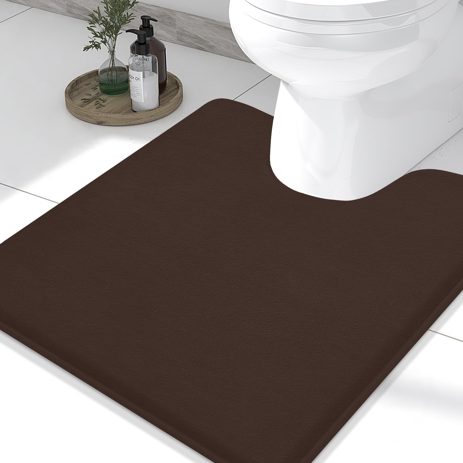 Memory Foam U-Shaped Toilet Bathroom Rugs,Extra Soft Absorbent Non-Slip Contoured Rugs, Machine Washable Contour Bath Mats for Bathroom Toilet