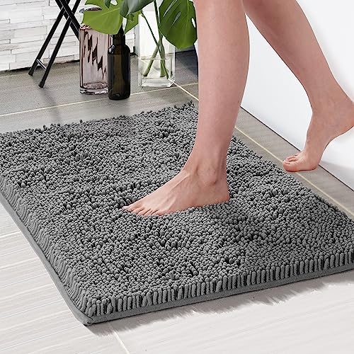 改Deconovo Bath Mats for Bathroom - Bathroom Rugs Sets 2 Piece, Extra Soft Plush Bathroom Mat, Absorbent Bath Mat，Bathroom Rugs Non Slip Washable (24" x 17", Black)