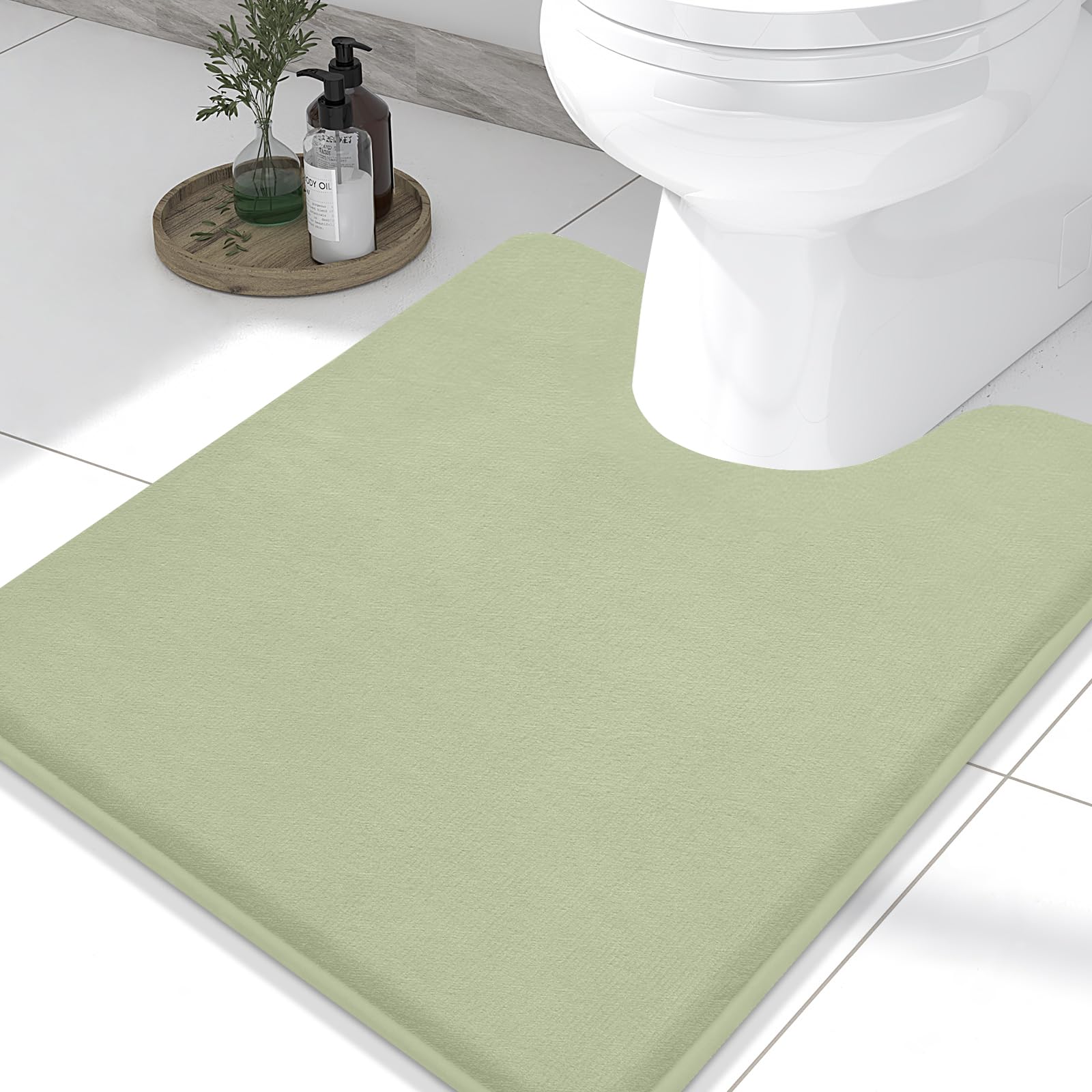 Memory Foam U-Shaped Toilet Bathroom Rugs,Extra Soft Absorbent Non-Slip Contoured Rugs, Machine Washable Contour Bath Mats for Bathroom Toilet