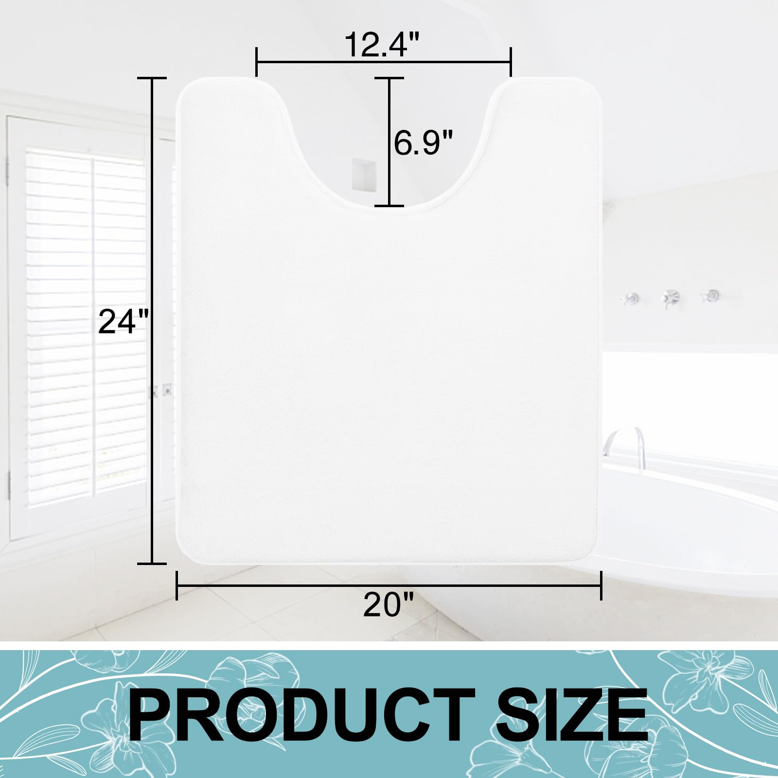Memory Foam U-Shaped Toilet Bathroom Rugs,Extra Soft Absorbent Non-Slip Contoured Rugs, Machine Washable Contour Bath Mats for Bathroom Toilet