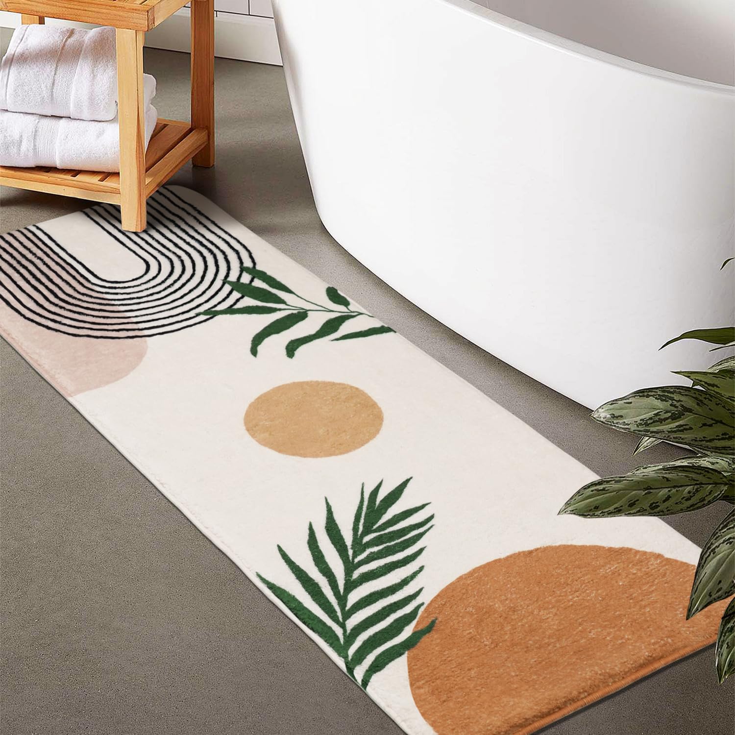 Bathroom Rugs Non-Slip Boho Bath Mat, Small Cute Bath Mat Soft Washable Bathmat Shower Rug for Bathtub Boho Decor