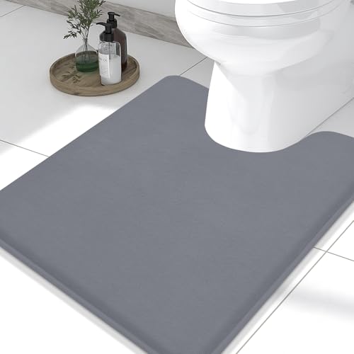 Memory Foam U-Shaped Toilet Bathroom Rugs,Extra Soft Absorbent Non-Slip Contoured Rugs, Machine Washable Contour Bath Mats for Bathroom Toilet