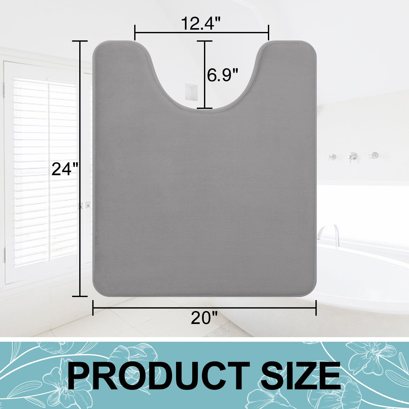 Memory Foam U-Shaped Toilet Bathroom Rugs,Extra Soft Absorbent Non-Slip Contoured Rugs, Machine Washable Contour Bath Mats for Bathroom Toilet