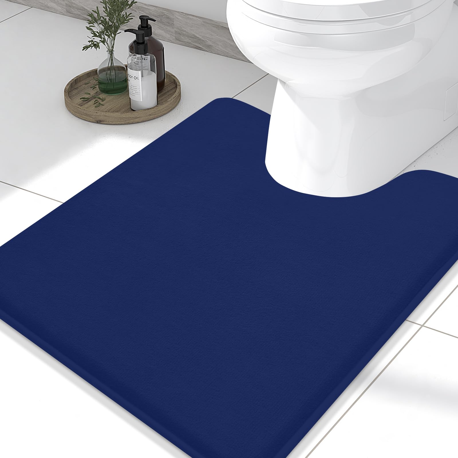 Memory Foam U-Shaped Toilet Bathroom Rugs,Extra Soft Absorbent Non-Slip Contoured Rugs, Machine Washable Contour Bath Mats for Bathroom Toilet