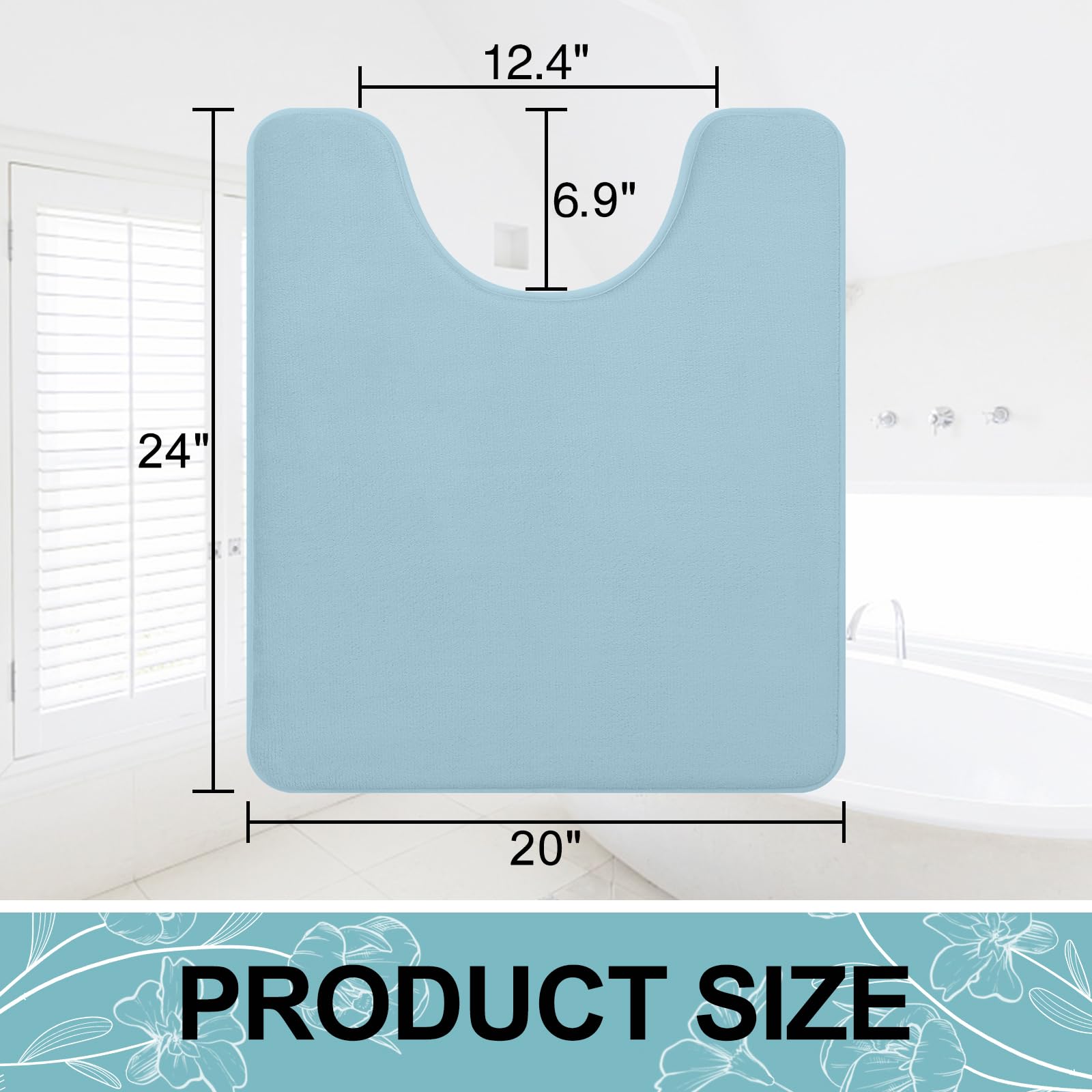 Memory Foam U-Shaped Toilet Bathroom Rugs,Extra Soft Absorbent Non-Slip Contoured Rugs, Machine Washable Contour Bath Mats for Bathroom Toilet
