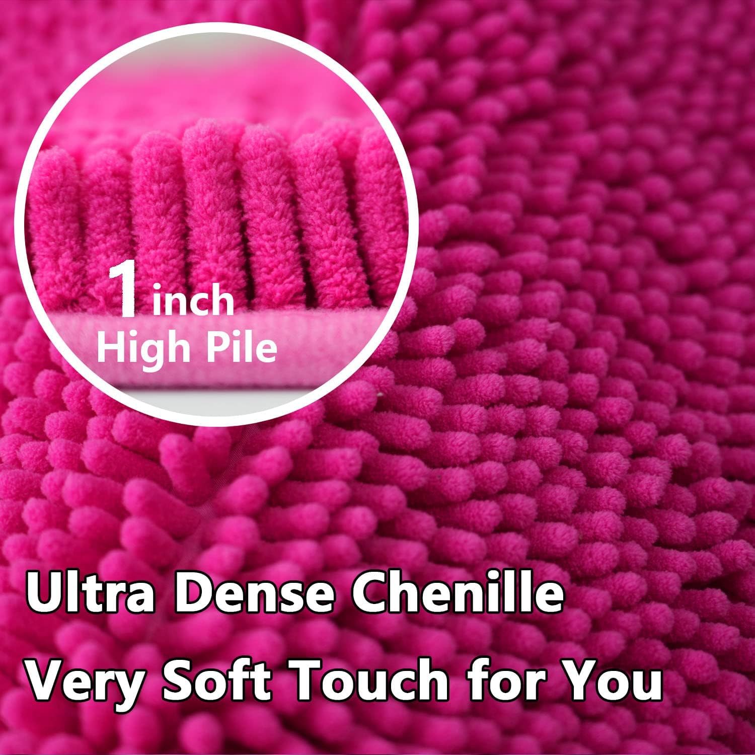 Bathroom Rugs Chenille, Extra Thick and Absorbent, Non-Slip, Machine Washable, Dry Quckily, Soft Cozy Plush, Used Under Shower Bathtub and Sink, Bath mat Sets 2Piece