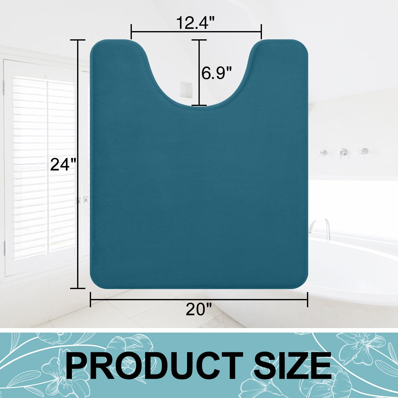 Memory Foam U-Shaped Toilet Bathroom Rugs,Extra Soft Absorbent Non-Slip Contoured Rugs, Machine Washable Contour Bath Mats for Bathroom Toilet