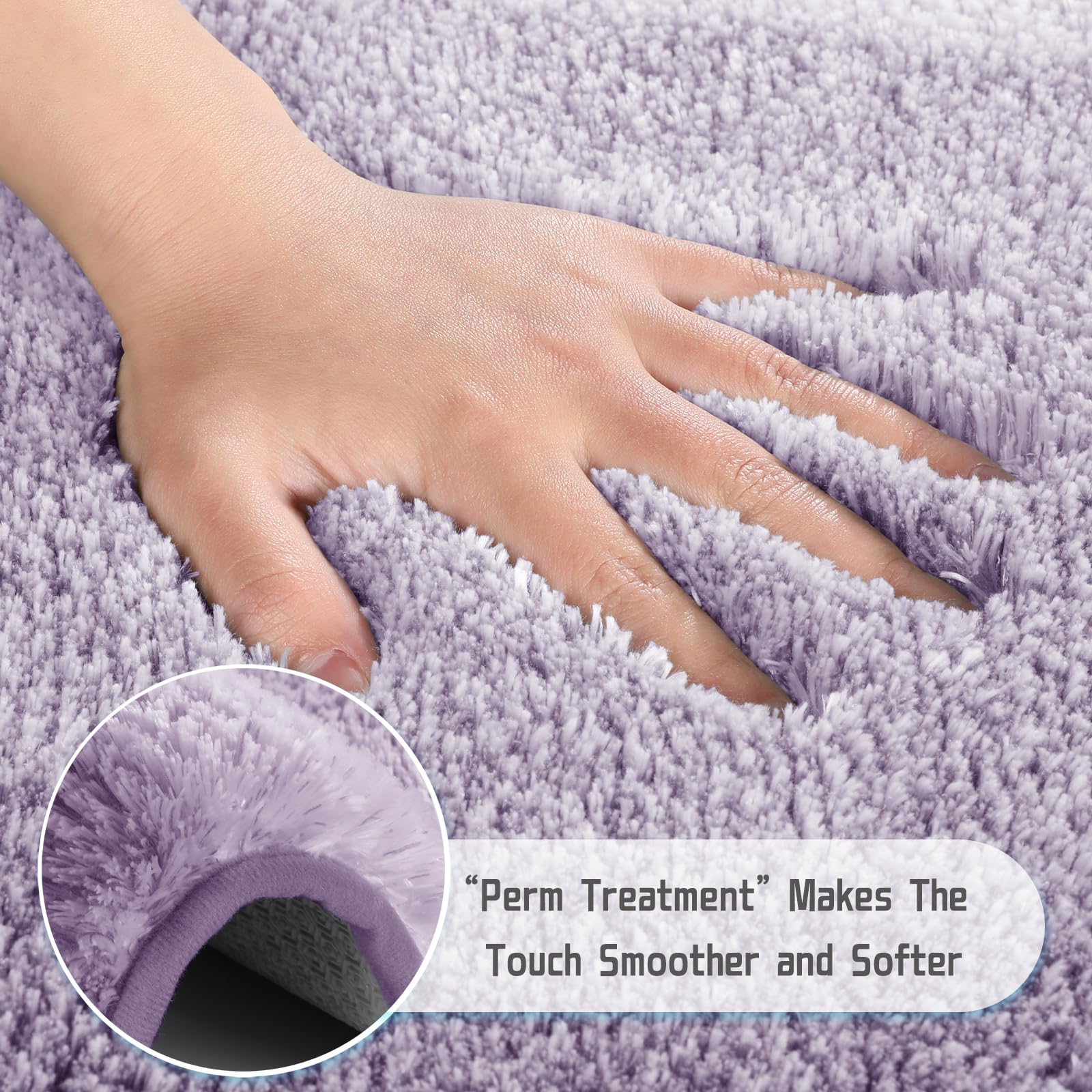 改Yimobra Luxury Bathroom Rugs Sets 2 Piece, Fluffy Soft Comfortable Absorbent Microfiber Bath Mat Set, Extra Plush Thick Non Slip Shaggy Shower Rug, Machine Wash, 32x20+24x17 Inch, Light Gray