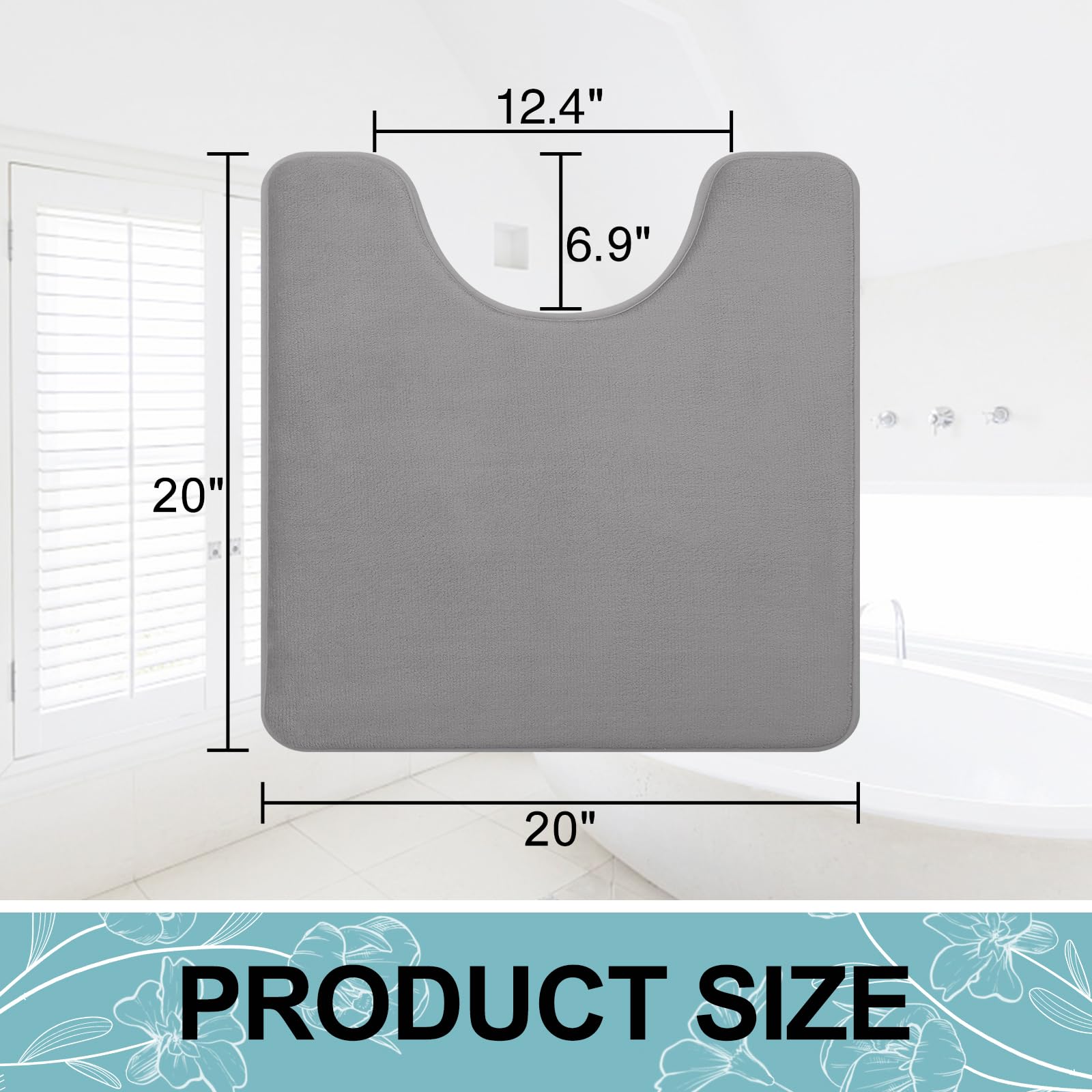 Memory Foam U-Shaped Toilet Bathroom Rugs,Extra Soft Absorbent Non-Slip Contoured Rugs, Machine Washable Contour Bath Mats for Bathroom Toilet