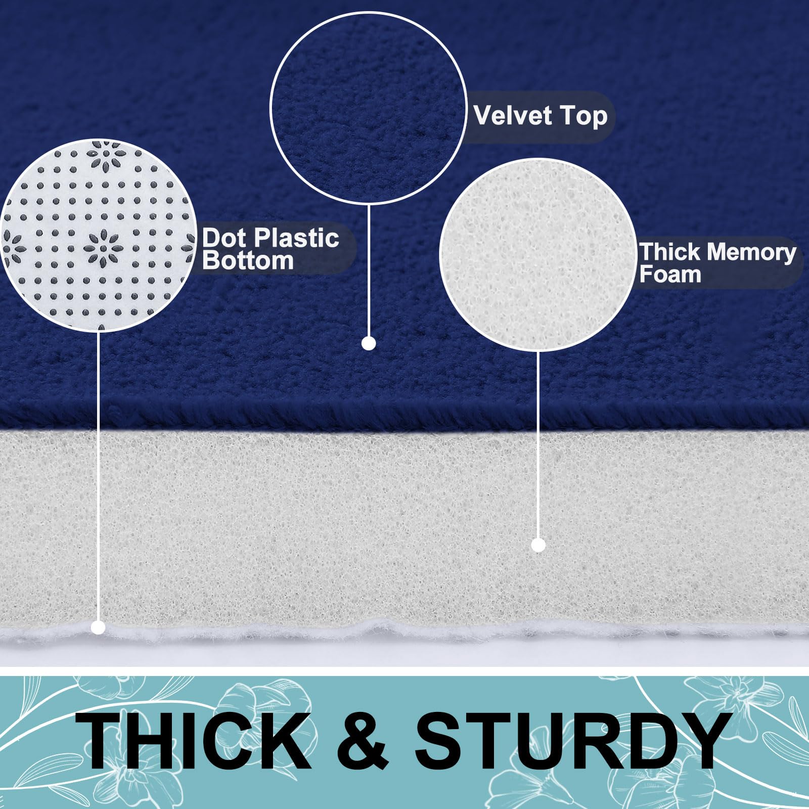 改Smiry Memory Foam U-Shaped Toilet Bathroom Rugs 24" x 20",Extra Soft Absorbent Non-Slip Contoured Rugs, Machine Washable Contour Bath Mats for Bathroom Toilet, Black