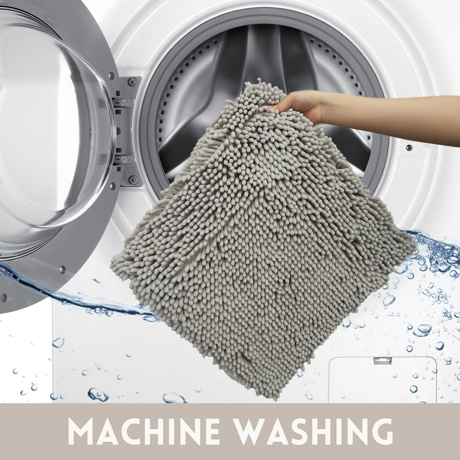 改Bathroom Rugs Chenille, Extra Thick and Absorbent, Non-Slip, Machine Washable, Dry Quckily, Soft Cozy Plush, Used Under Shower Bathtub and Sink, Bath mat Sets 2Piece Dark Grey
