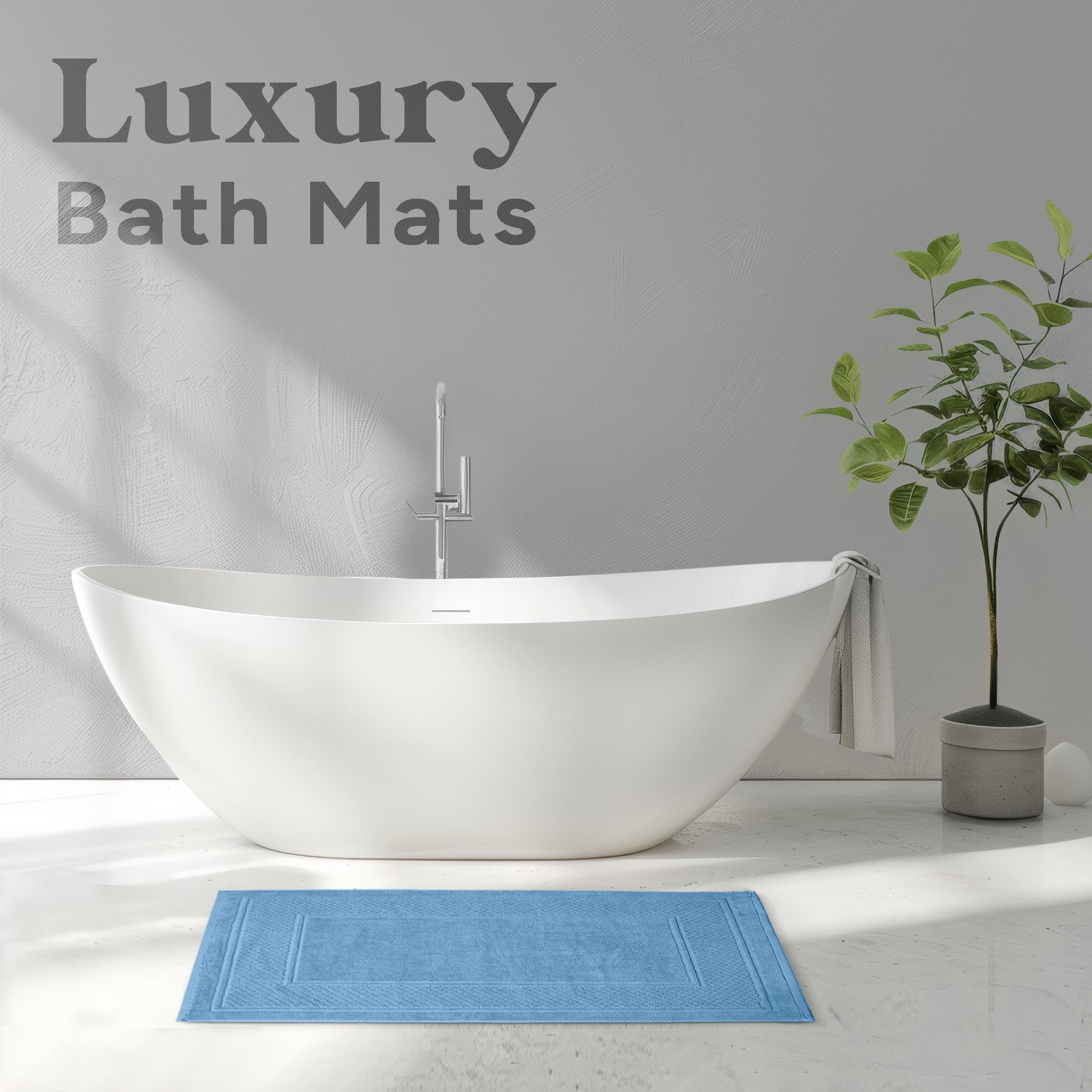 Bath Mats for Bathroom - Absorbent Bathroom Mats Quick Dry Bath Mat - 100% Cotton Bath Mats Soft Bathroom Floor Mat - Beige Bath Mat Absorbent Bath Mat Set of 2 (22x34 Inches)