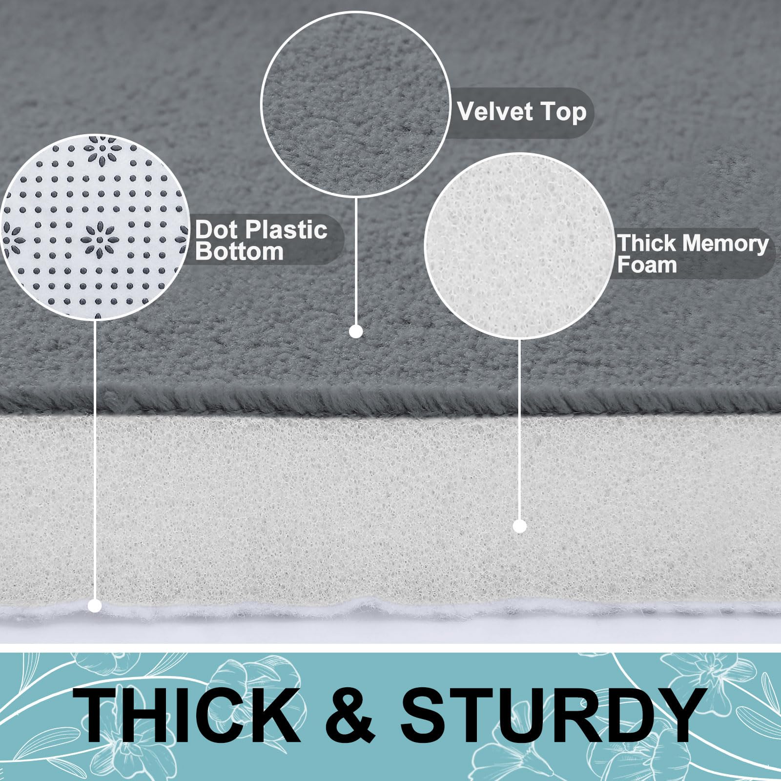 Memory Foam U-Shaped Toilet Bathroom Rugs,Extra Soft Absorbent Non-Slip Contoured Rugs, Machine Washable Contour Bath Mats for Bathroom Toilet