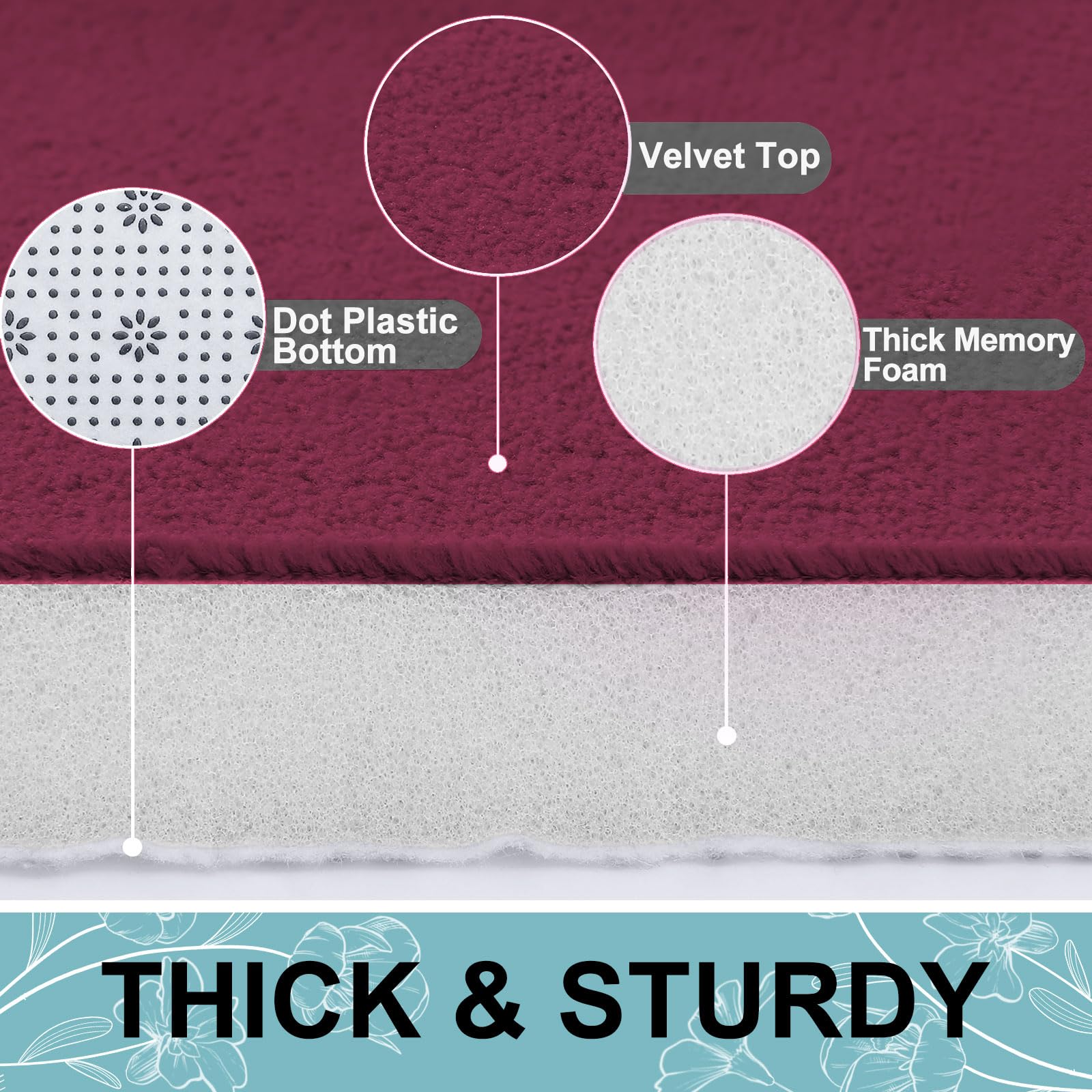 Memory Foam U-Shaped Toilet Bathroom Rugs,Extra Soft Absorbent Non-Slip Contoured Rugs, Machine Washable Contour Bath Mats for Bathroom Toilet