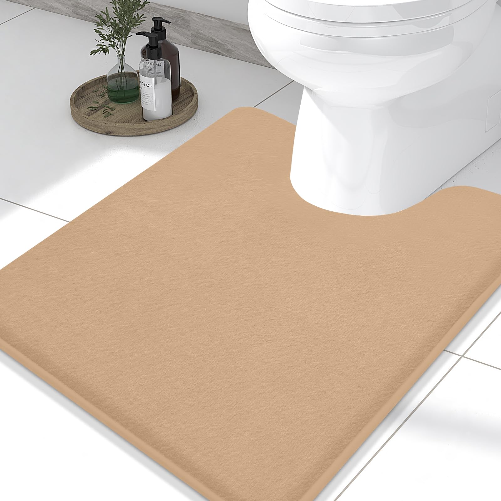 Memory Foam U-Shaped Toilet Bathroom Rugs,Extra Soft Absorbent Non-Slip Contoured Rugs, Machine Washable Contour Bath Mats for Bathroom Toilet
