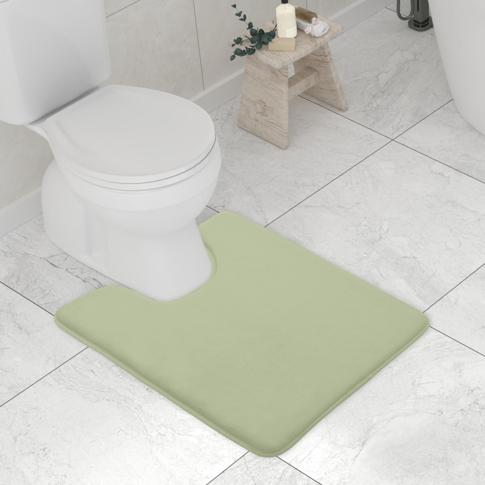 Memory Foam U-Shaped Toilet Bathroom Rugs,Extra Soft Absorbent Non-Slip Contoured Rugs, Machine Washable Contour Bath Mats for Bathroom Toilet