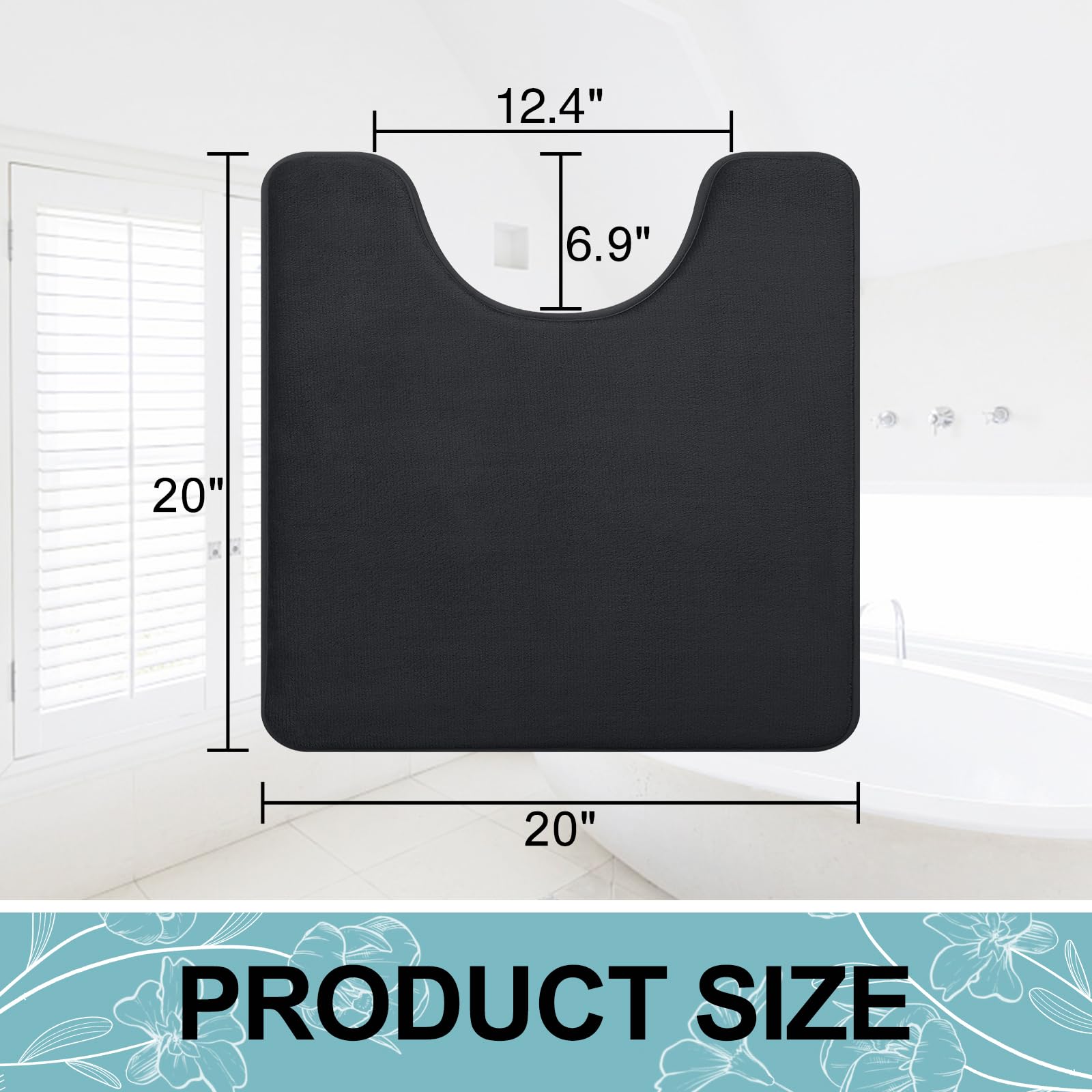 Memory Foam U-Shaped Toilet Bathroom Rugs,Extra Soft Absorbent Non-Slip Contoured Rugs, Machine Washable Contour Bath Mats for Bathroom Toilet