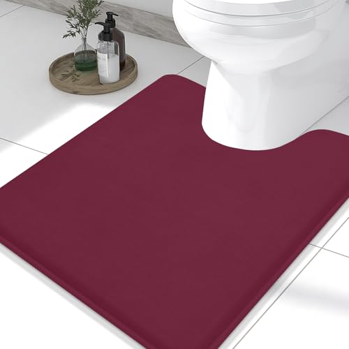 Memory Foam U-Shaped Toilet Bathroom Rugs,Extra Soft Absorbent Non-Slip Contoured Rugs, Machine Washable Contour Bath Mats for Bathroom Toilet