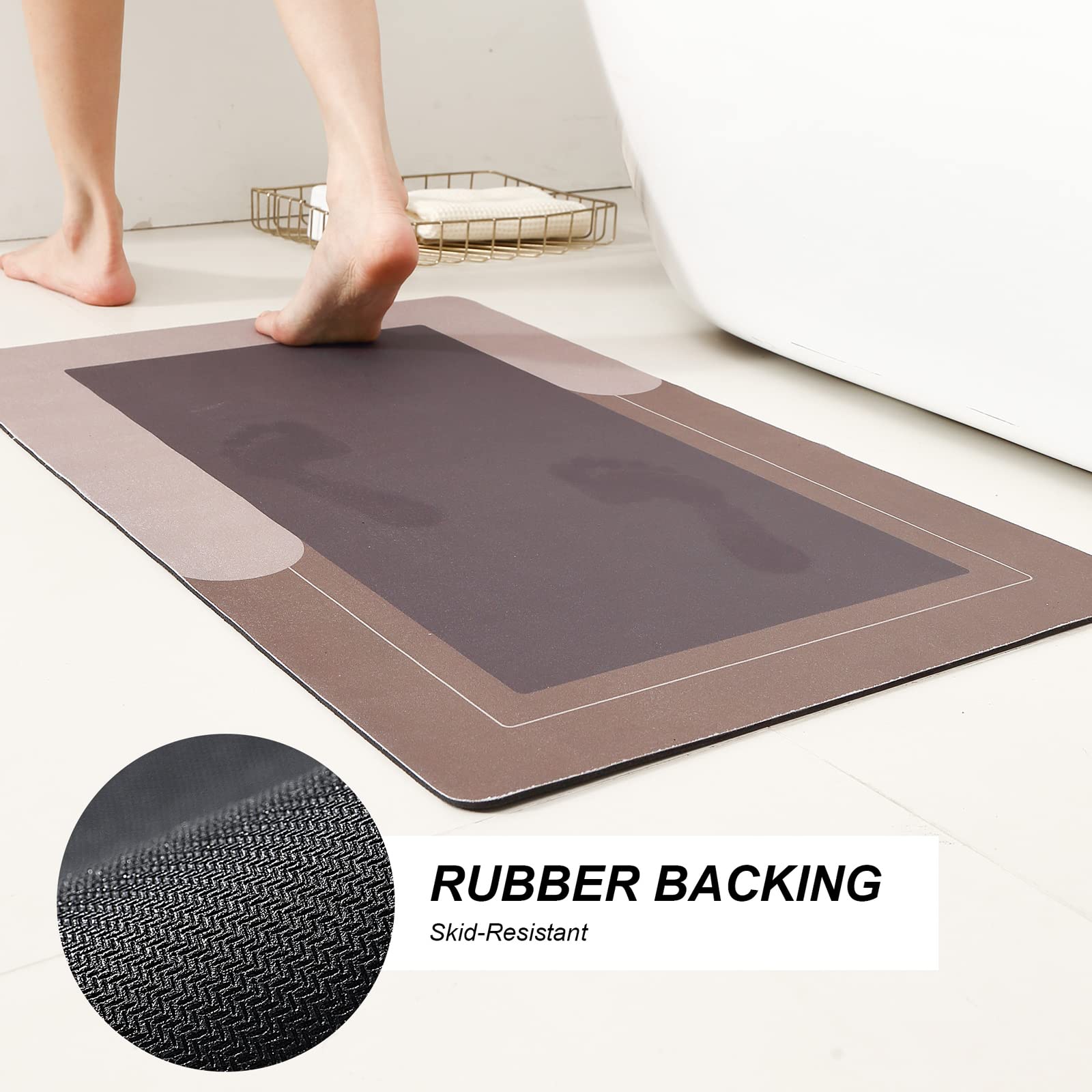 2Pcs Ultra Soft Napa Skin Bath Mat and U-Shaped Toilet Rug, Water Absorbent and Non Slip Shower Bath Rug for Bathroom, Tub and Shower - 20"x32"+20"x24"