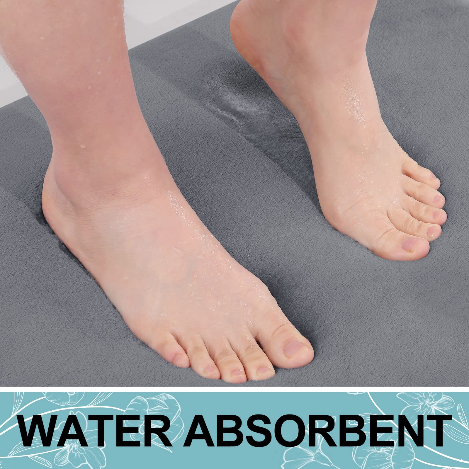 Memory Foam U-Shaped Toilet Bathroom Rugs,Extra Soft Absorbent Non-Slip Contoured Rugs, Machine Washable Contour Bath Mats for Bathroom Toilet