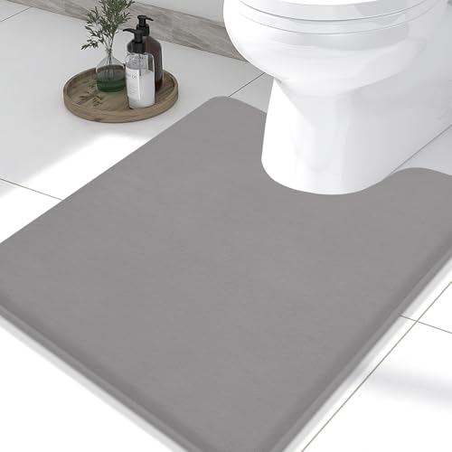 Memory Foam U-Shaped Toilet Bathroom Rugs,Extra Soft Absorbent Non-Slip Contoured Rugs, Machine Washable Contour Bath Mats for Bathroom Toilet