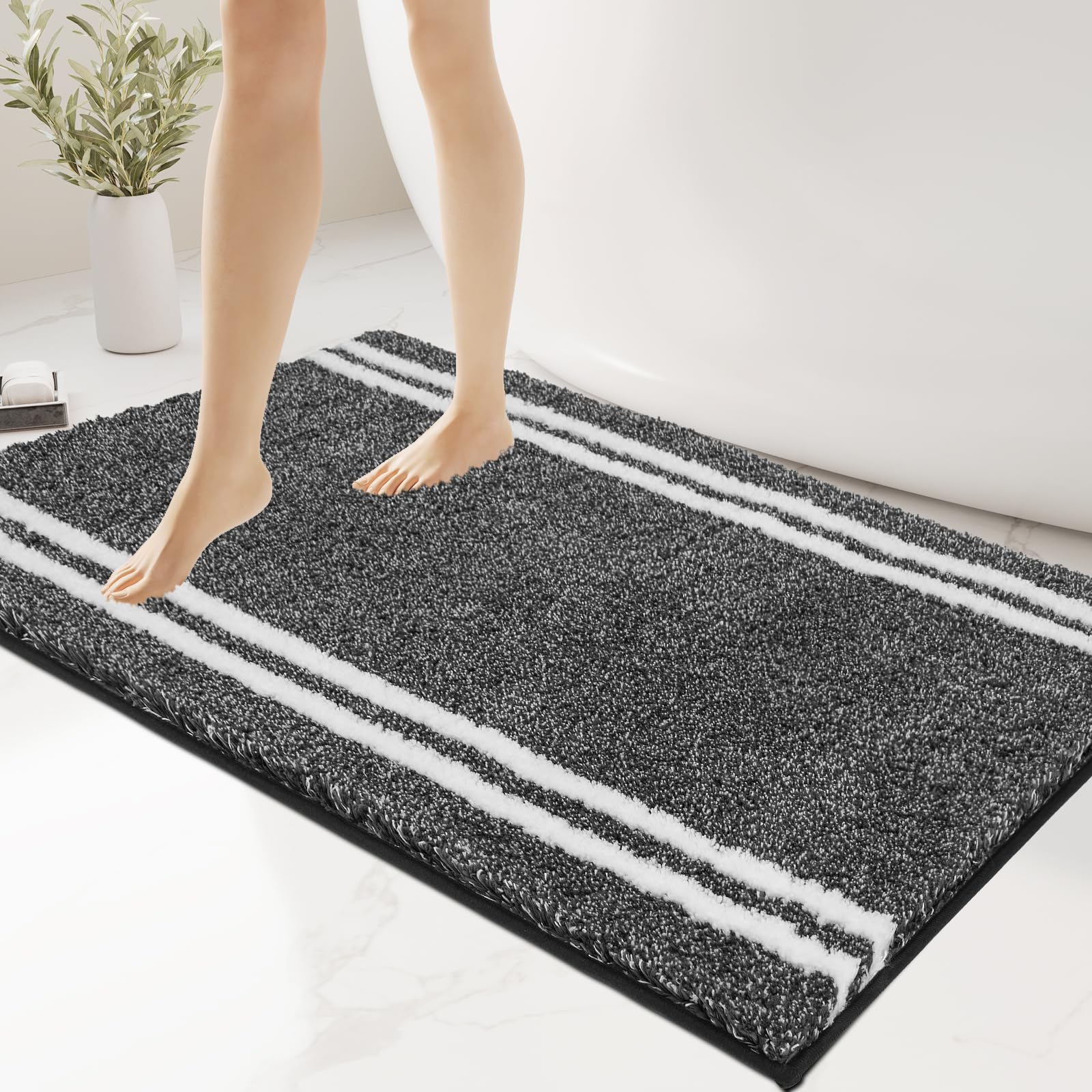 Non-Slip Bathroom Rug  - Super Absorbent & Quick Dry Shaggy Microfiber Bath Mat, Machine Washable Plush Throw Rug for Bathtub, Shower and Sink