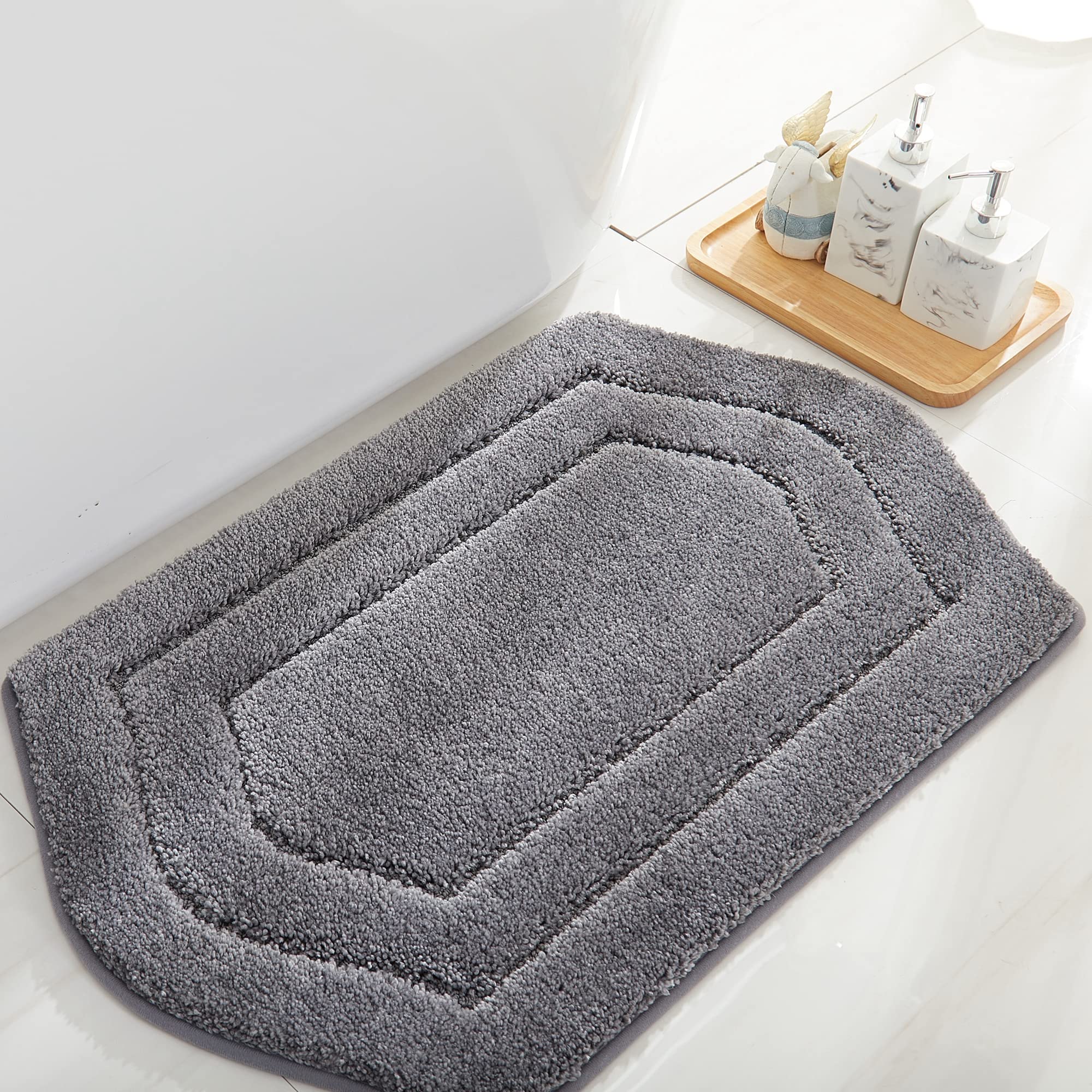 Extra Thick Bath Rugs for Bathroom - Anti-Slip Bath Linen Sets Mats Soft Plush Yarn Shaggy 100% Strong Polyester Living Room Bedroom Floor Water Absorbent Size:17"×27"